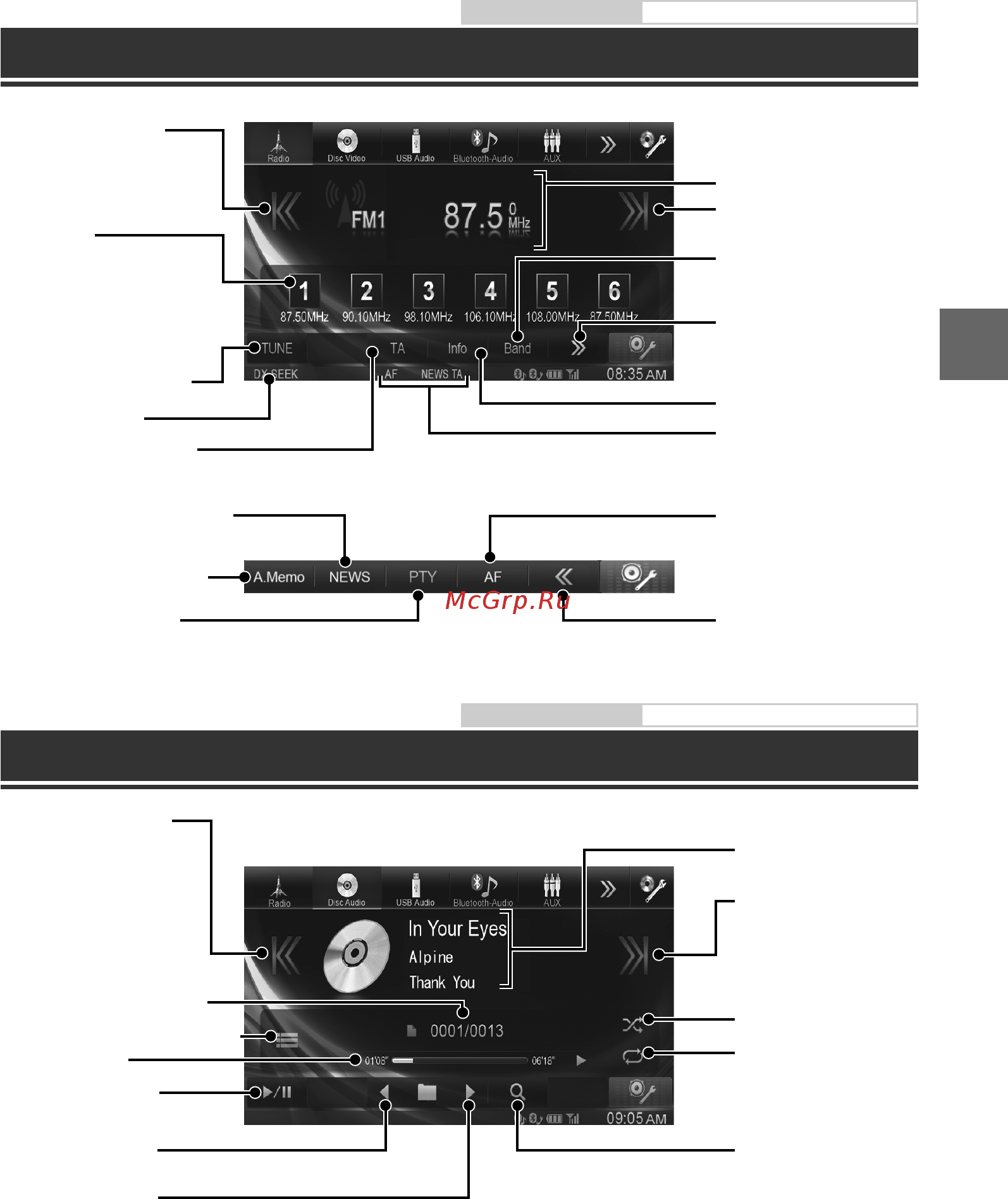Alpine IVE-W585BT 4x50Вт [23/148] Mp3 wma aac betrieb