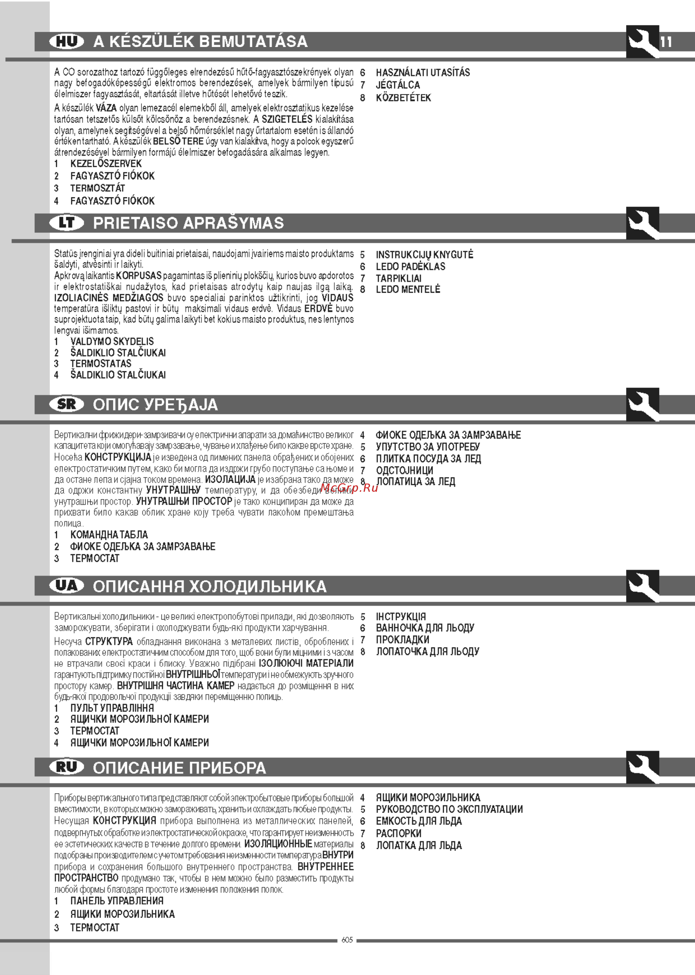 Ardo FR 12 SH [11/40] Описание прибора