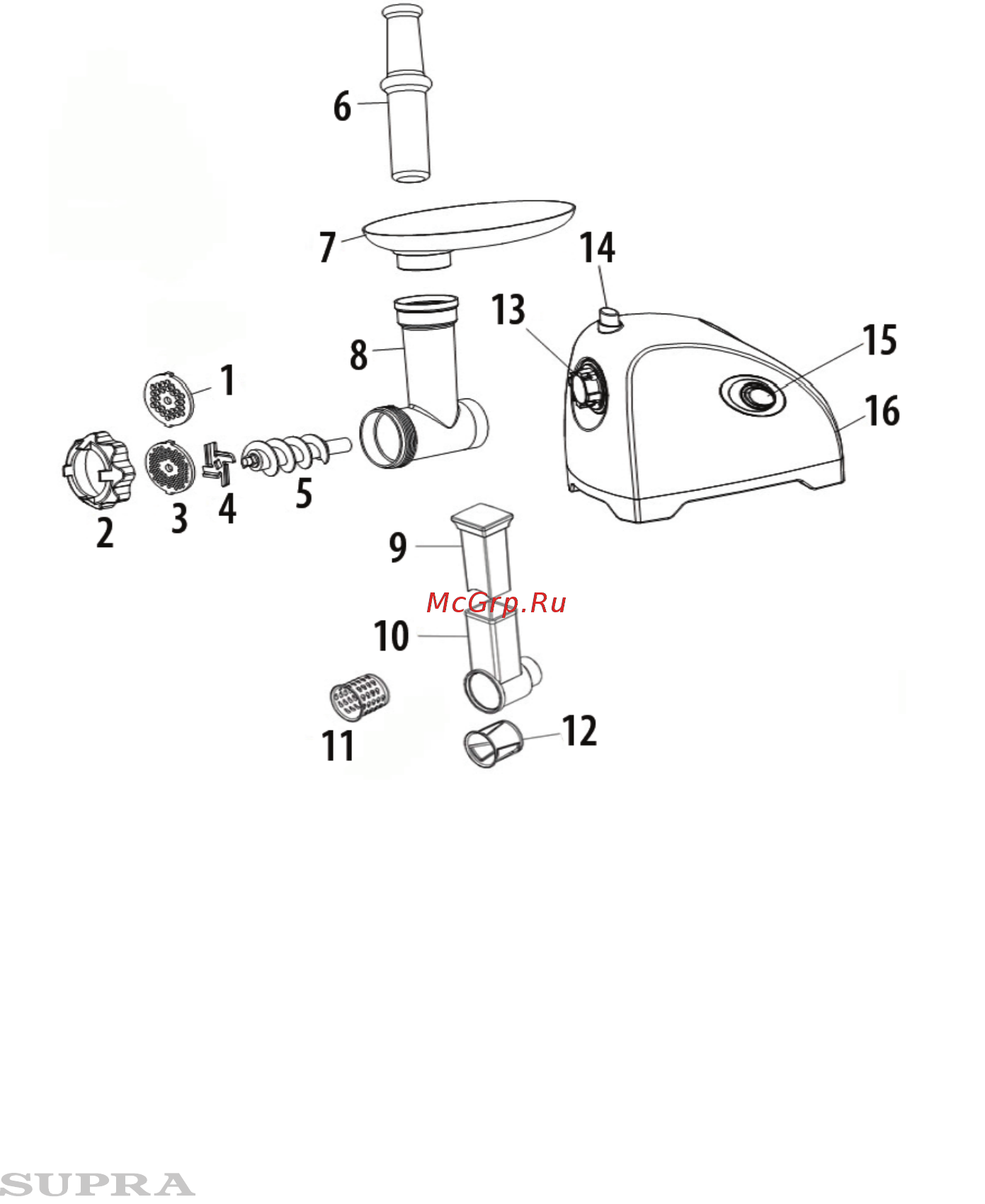 Supra mgs-1402t [5/12] Устройство мясорубки