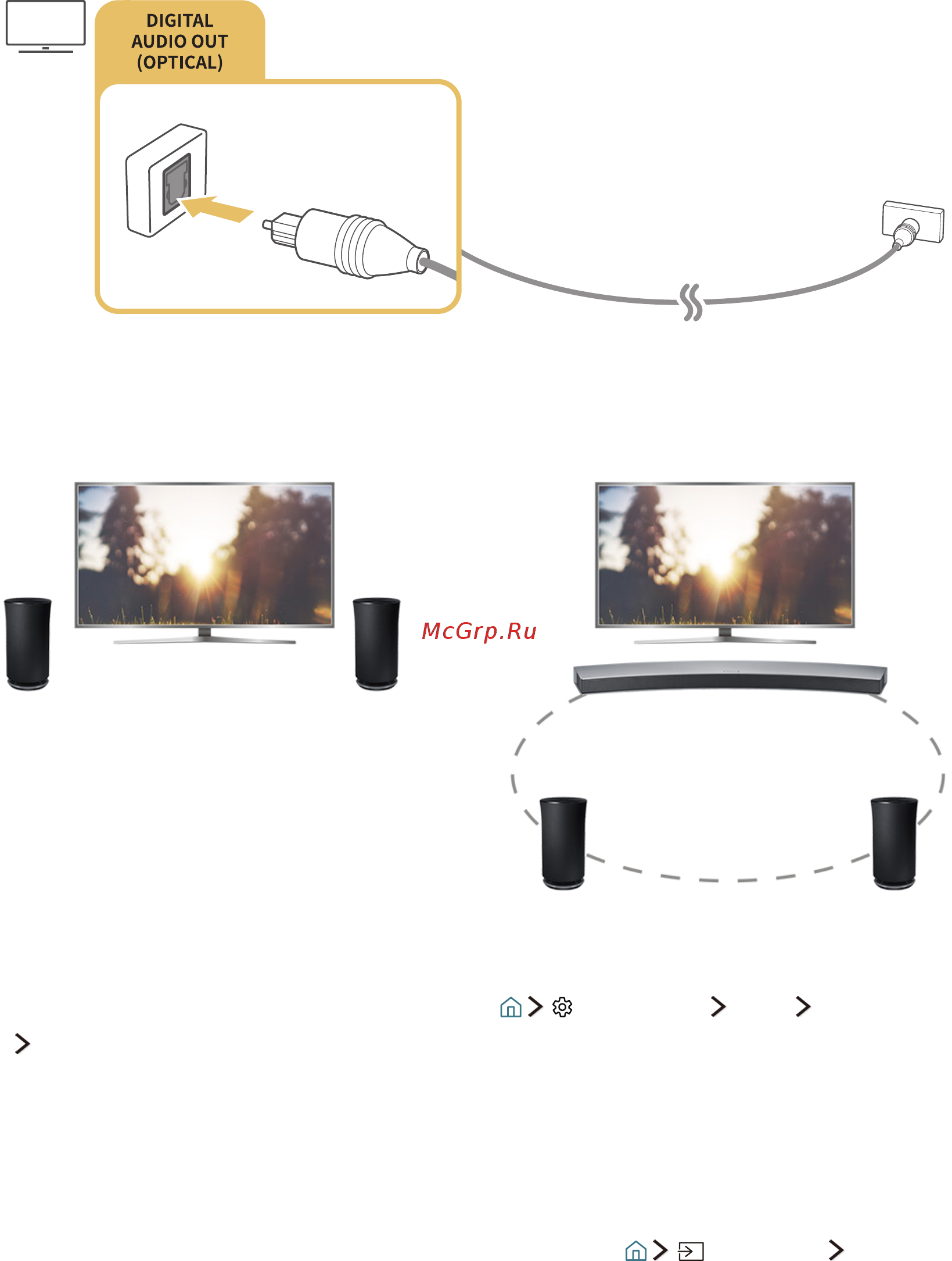 Samsung ue49ku6300 [16/117] Подключение через цифровой оптический аудиокабель