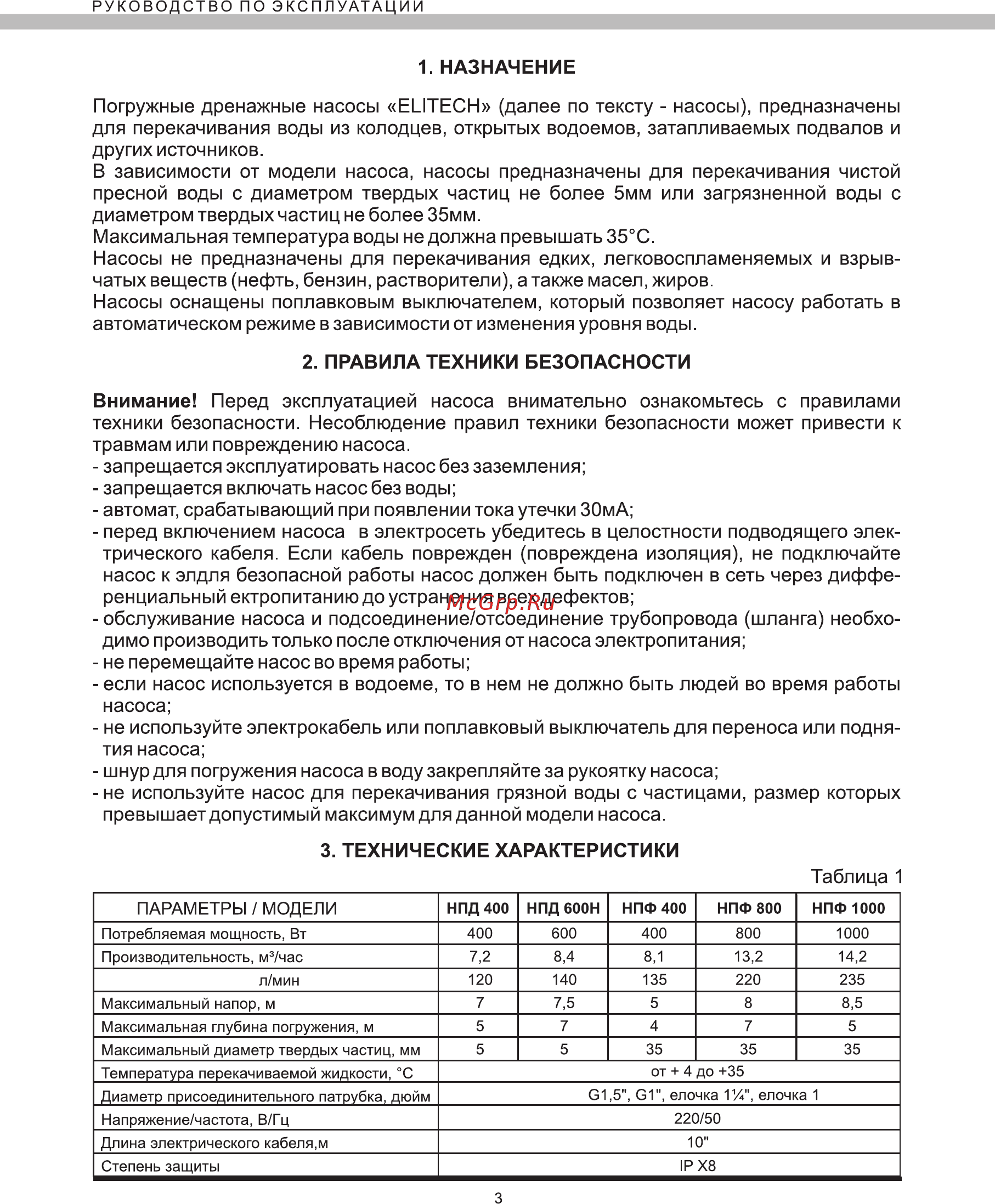 Elitech НПФ 1200Н [4/12] Назначение
