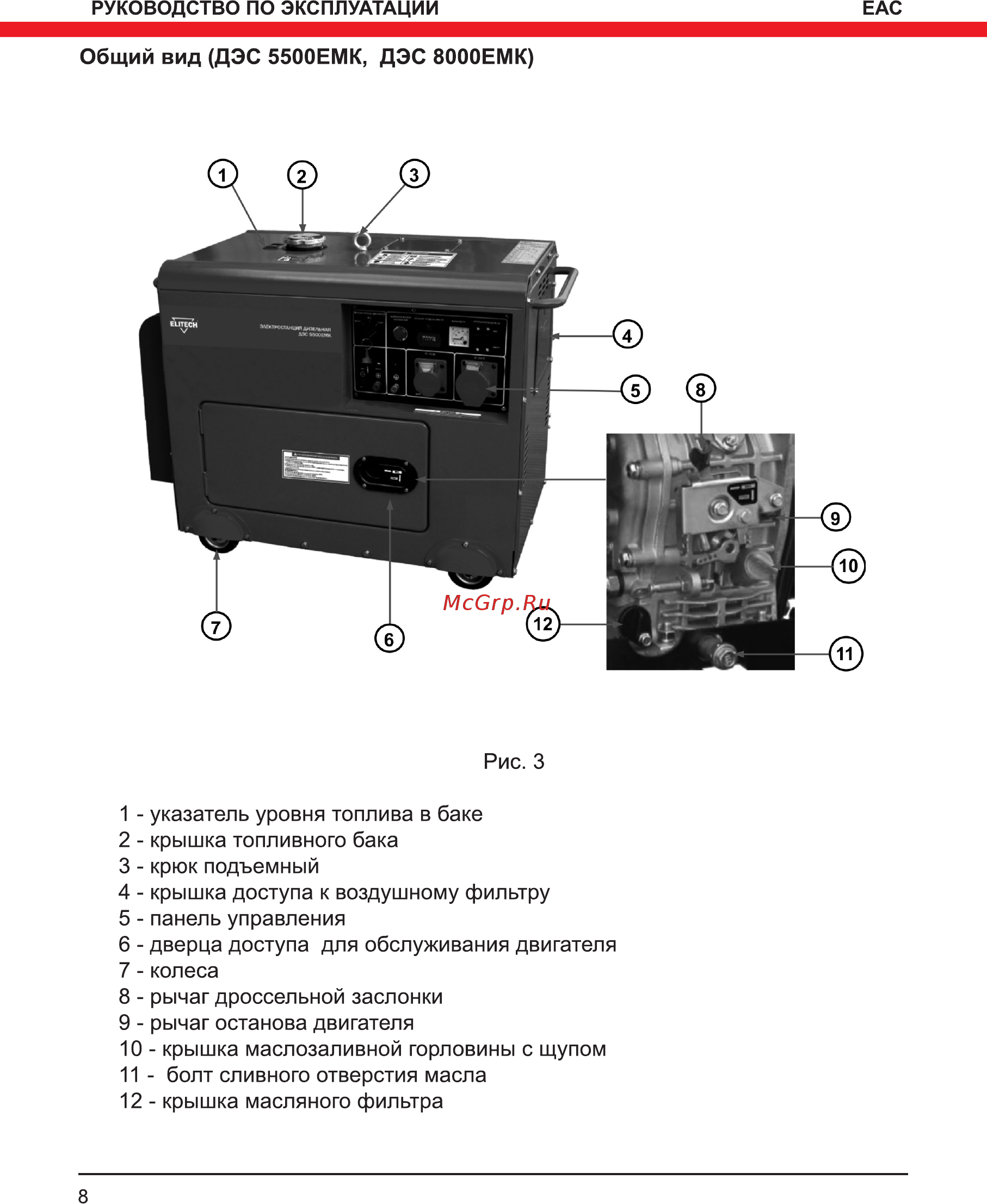 Elitech ДЭС 12000 ЕМ Инструкция по эксплуатации онлайн [8/36] 269256