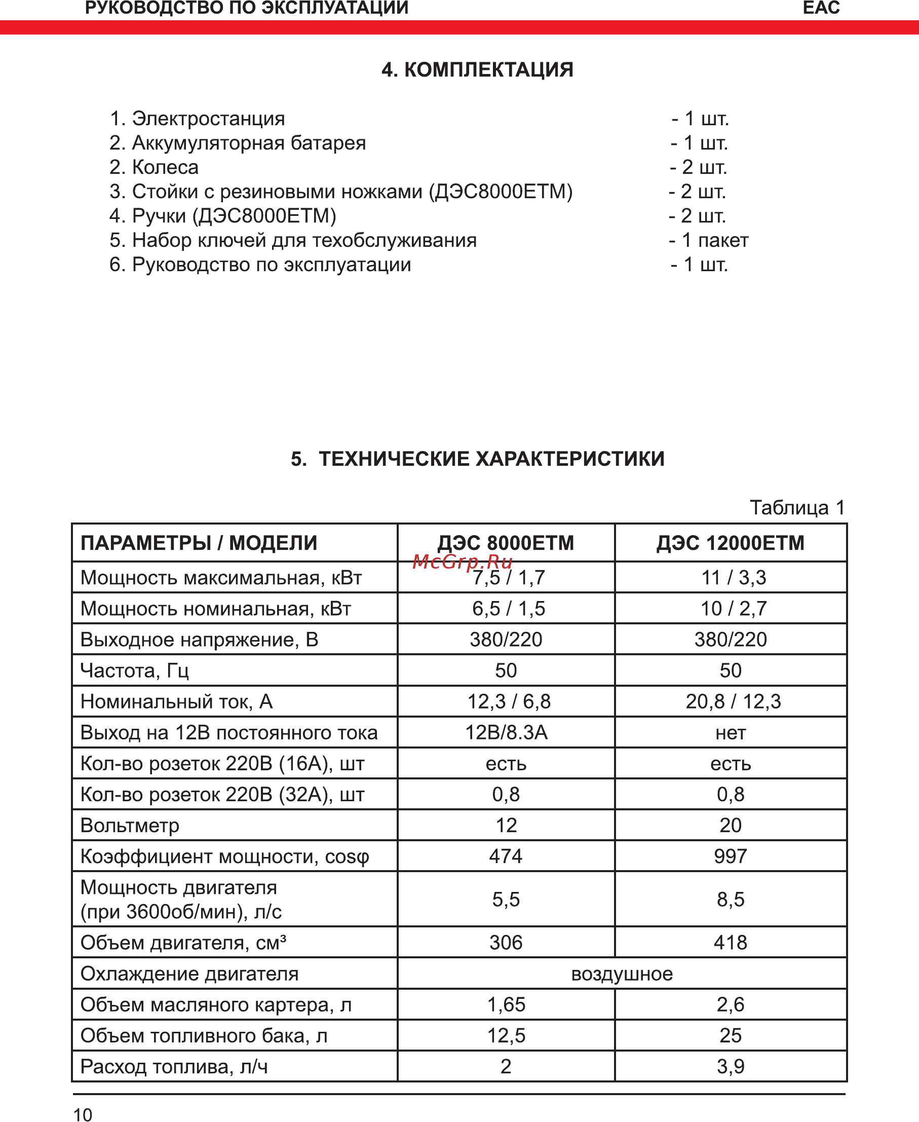 Elitech ДЭС 12000 ЕТМ Инструкция по эксплуатации онлайн [10/32] 269260