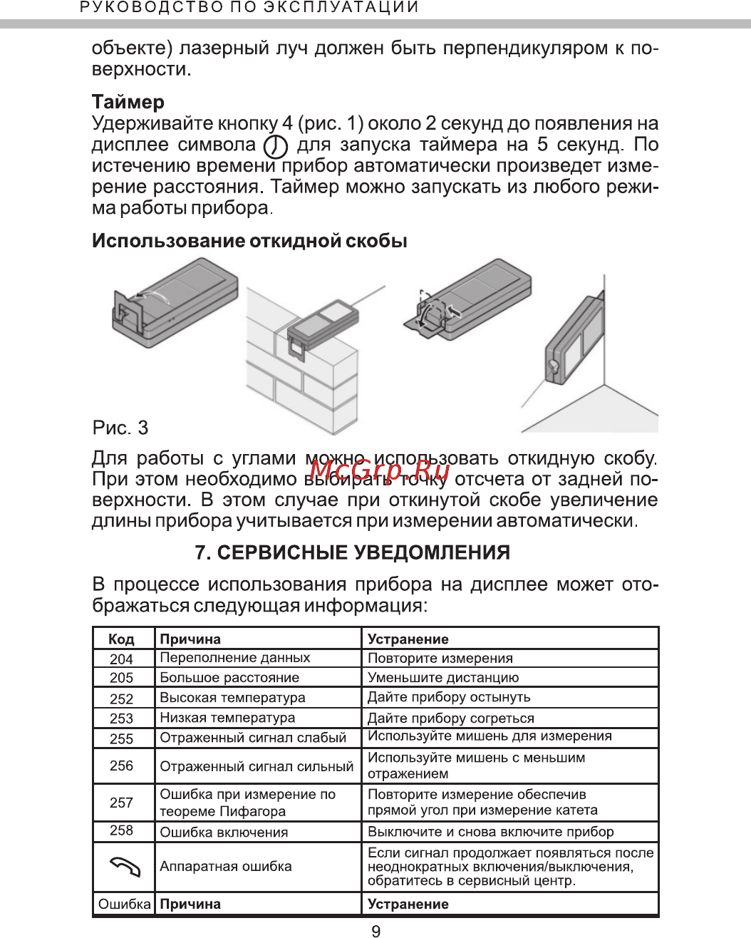 Elitech ЛД 40 [10/12] В процессе использования прибора на дисплее может ото бражаться следующая информация