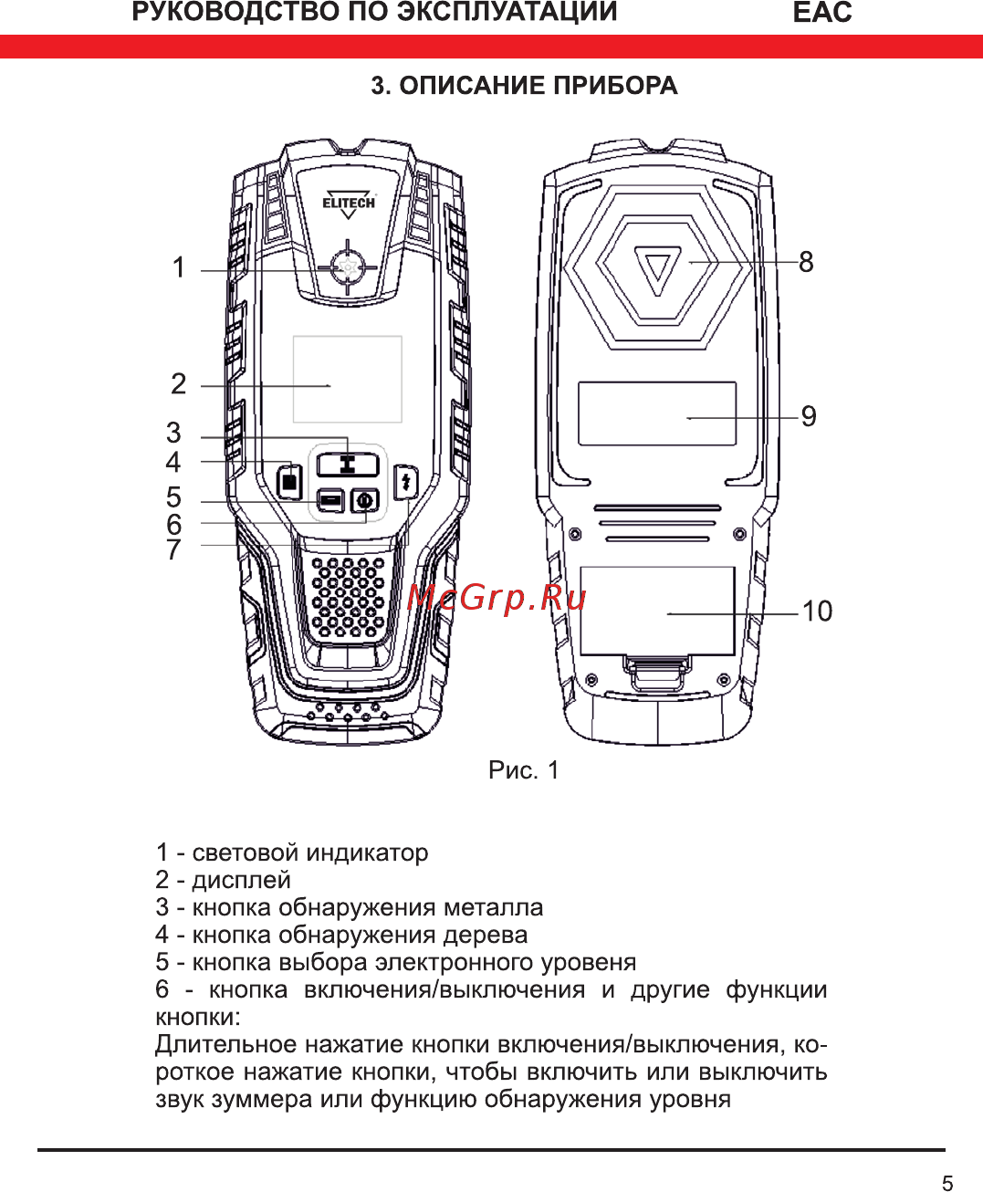Elitech Д 100 [5/16] Описание прибора