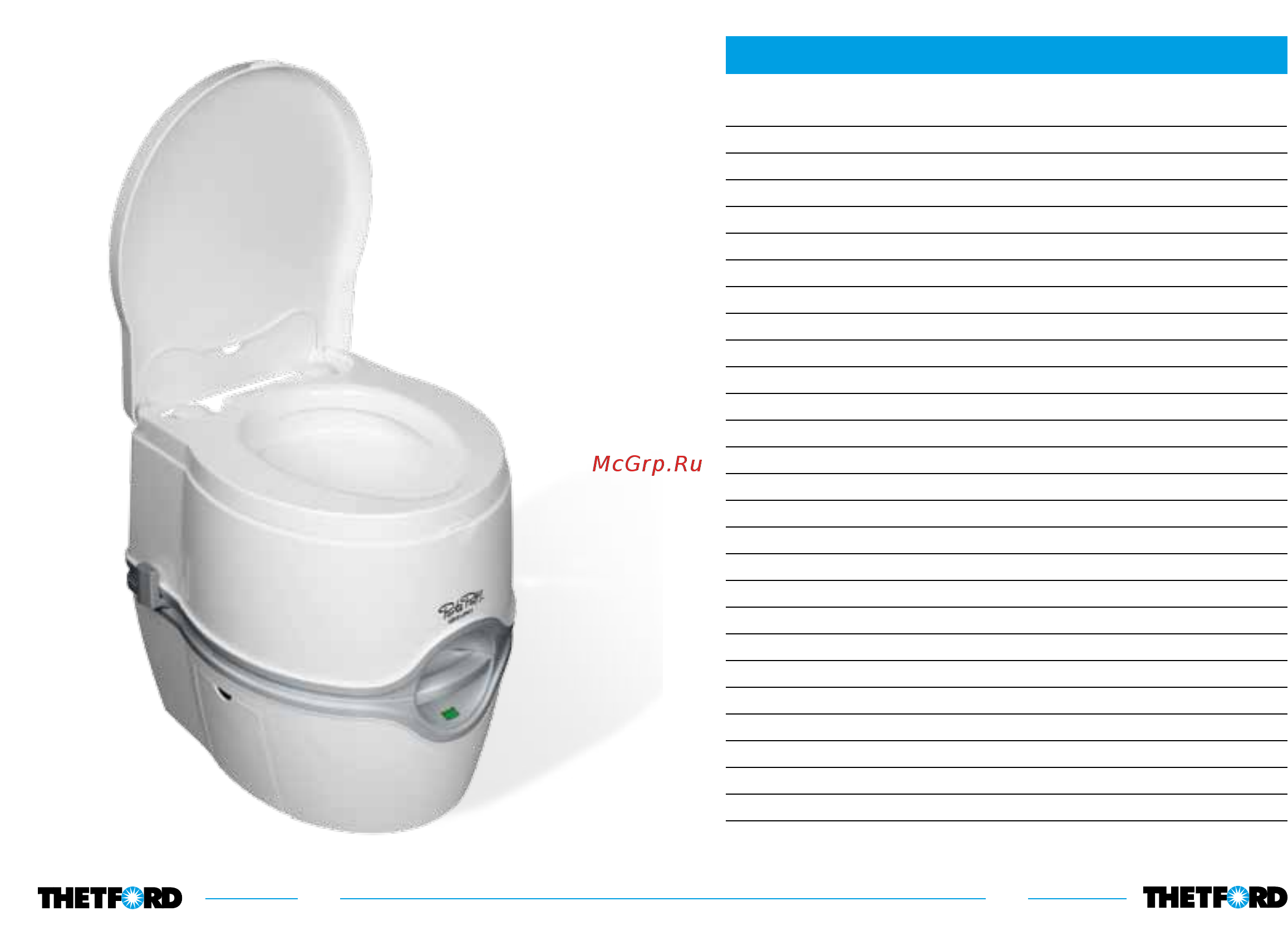 Thetford porta potti excellence поршневой, цвет белый Инструкция по эксплуатации онлайн [3/71] 188369