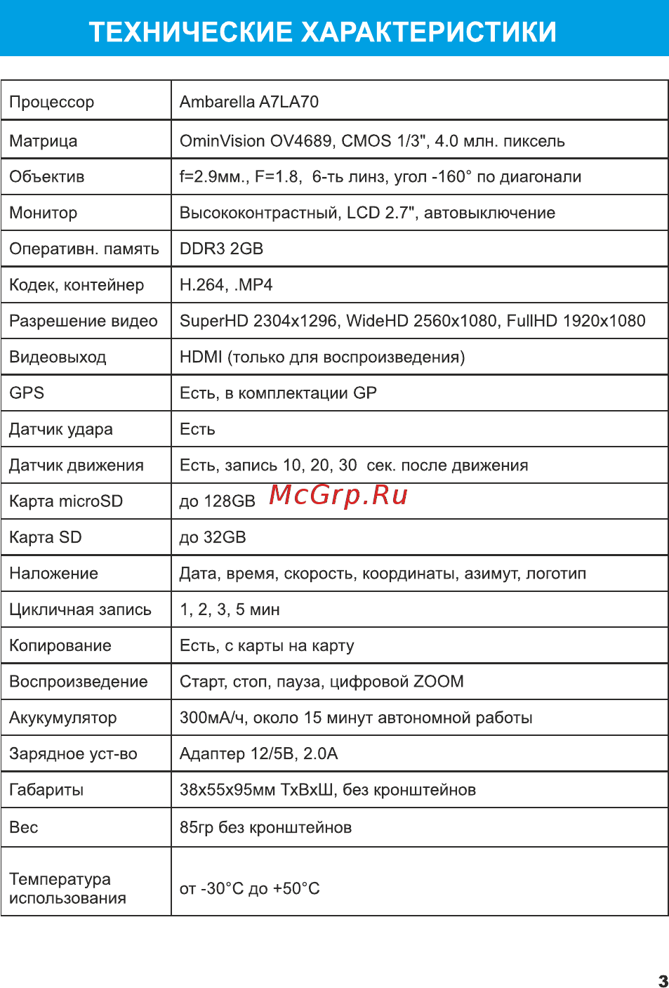TrendVision tdr-718gp [4/21] Технические характеристики