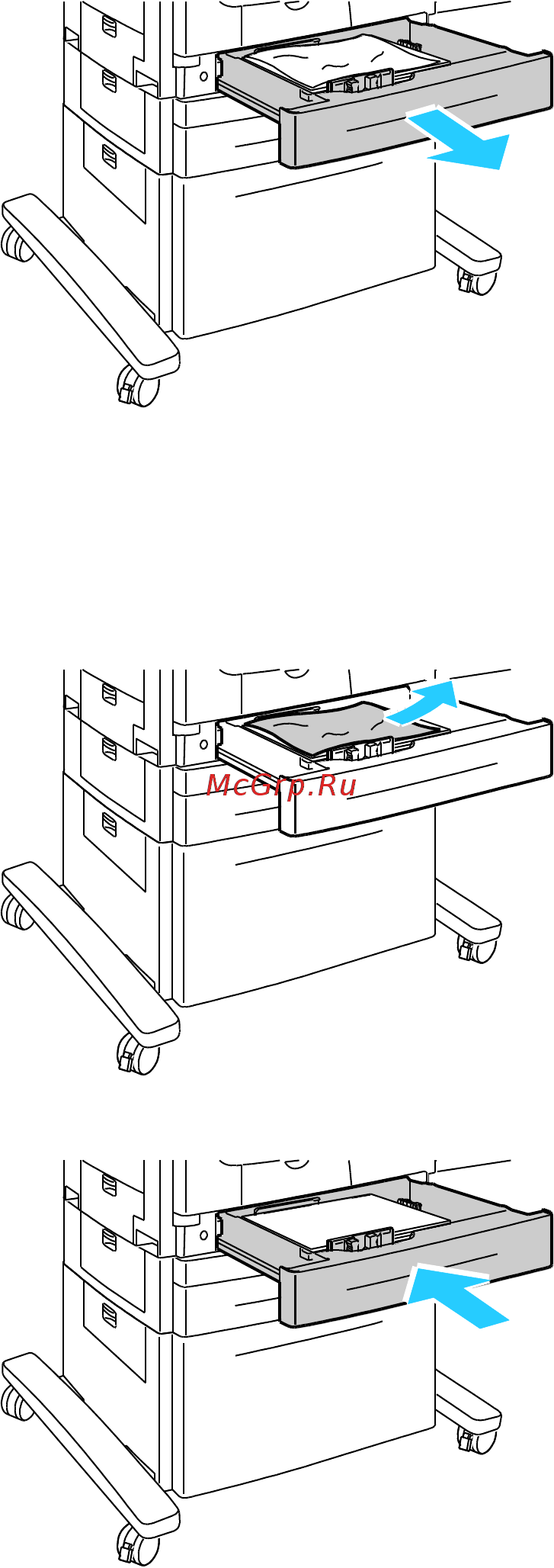 Xerox colorqube 8900s [207/262] Извлечение застрявшей бумаги из лотков 2 5 податчика на 525 листов