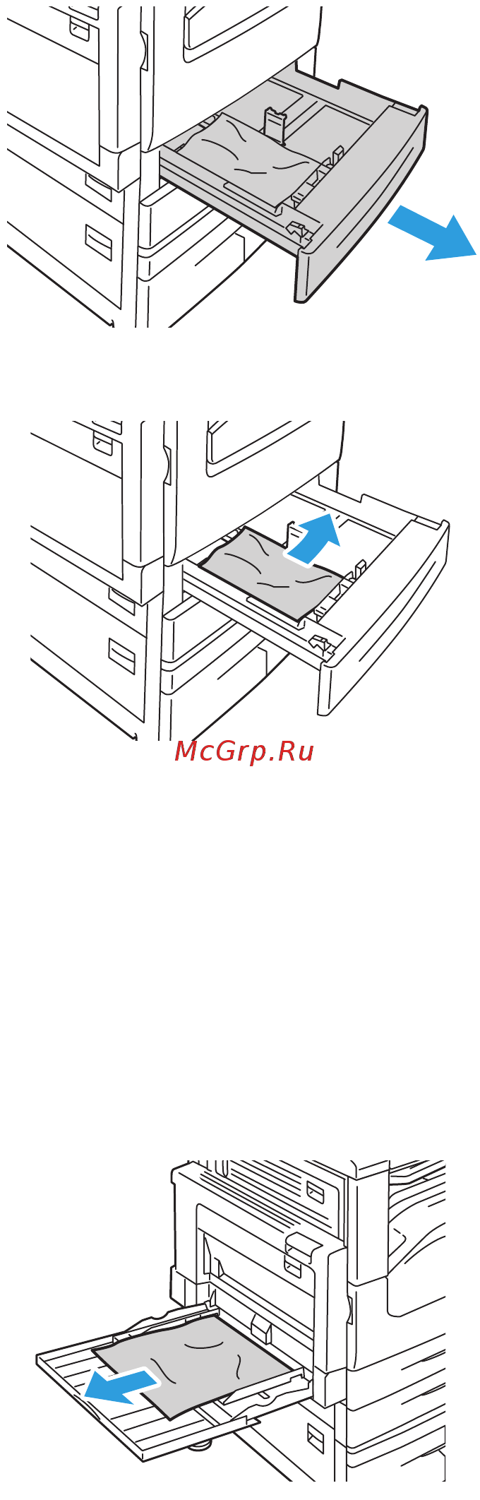 Xerox workcentre 5330c t [193/248] Извлечение застрявшей бумаги из лотков 1 2 3 и 4
