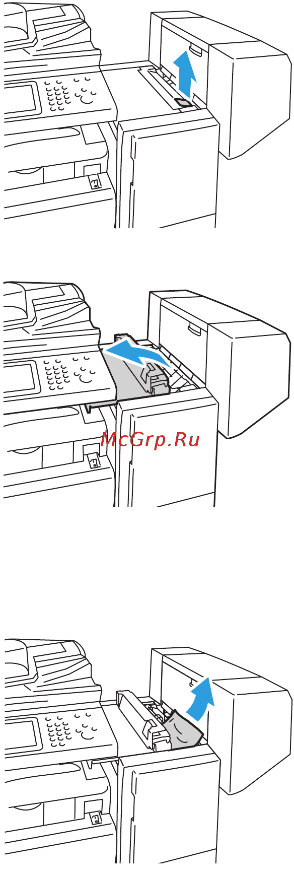 Xerox workcentre 5330c t [203/248] Извлечение застрявшей бумаги из финишера степлера lx