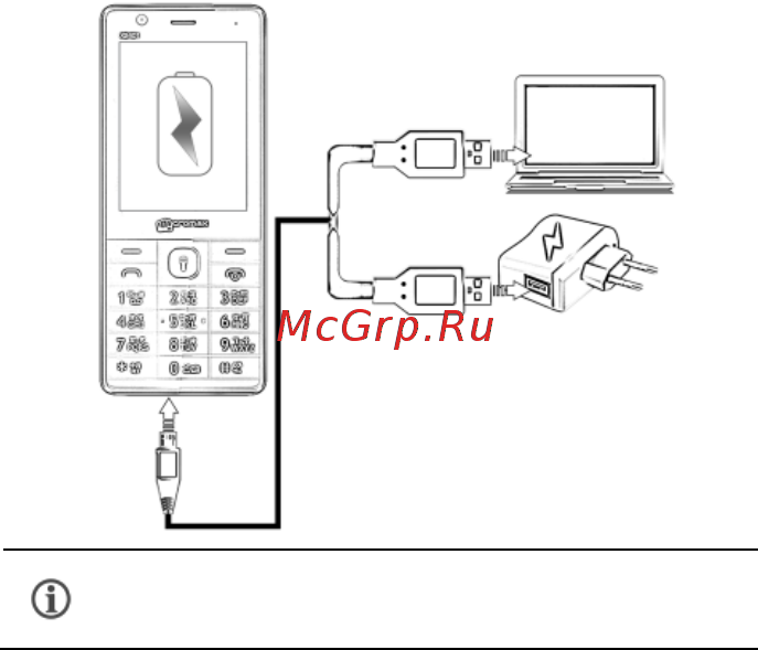Micromax x2401 black, черный [8/22] Заряд батареи