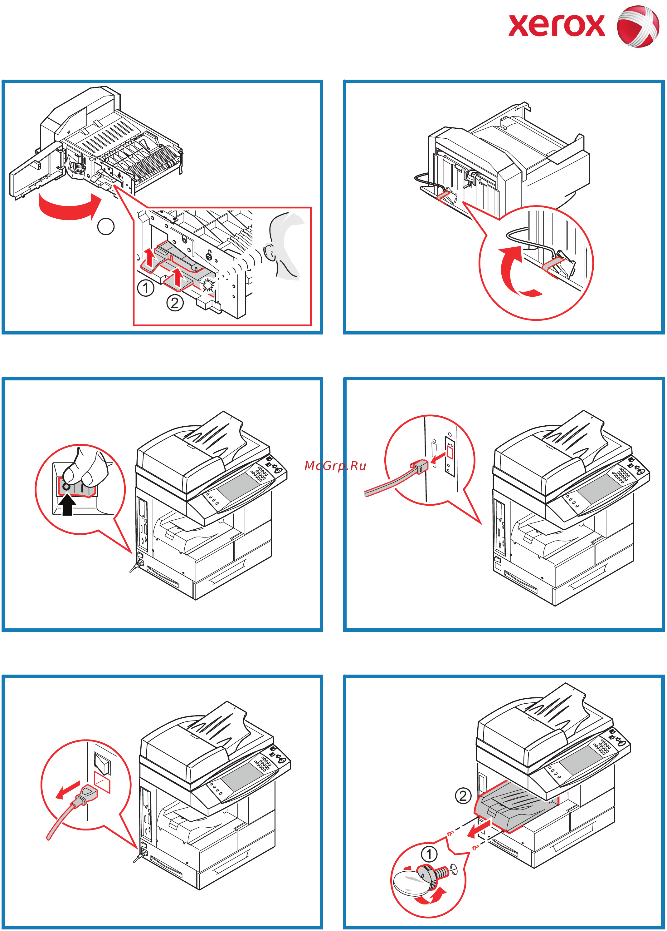 Xerox WorkCentre 4260/S Instruction Poster _ Install the Finisher онлайн [3/6] 189106