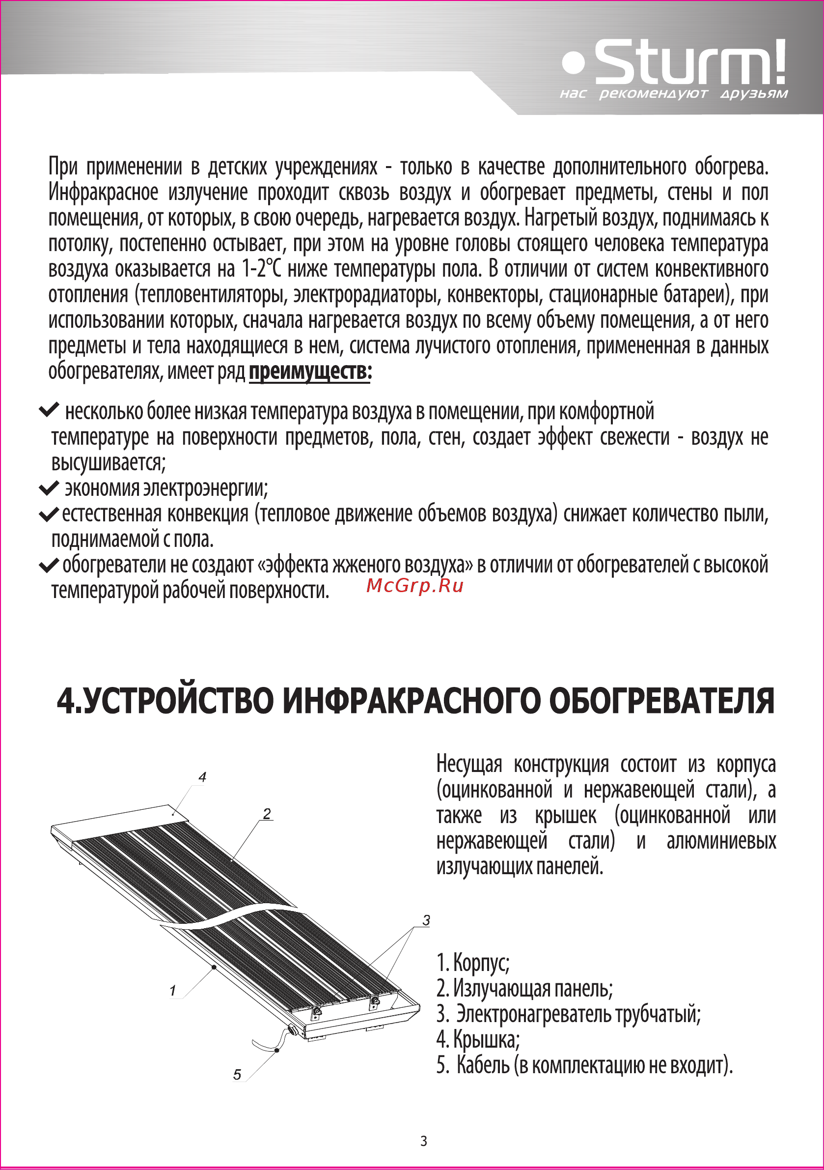 Sturm IH3000 [6/20] Устройство инфракрасного обогревателя