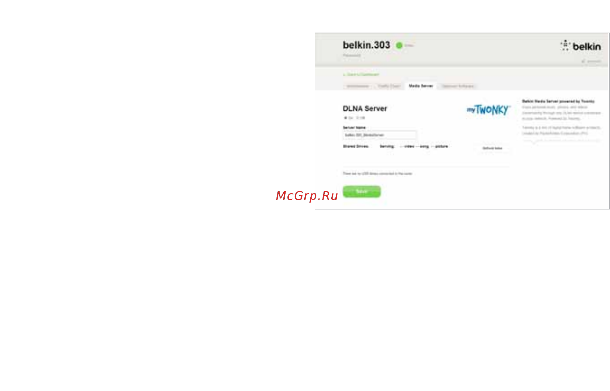 Belkin F9K1113 [29/59] Media server by mytwonky