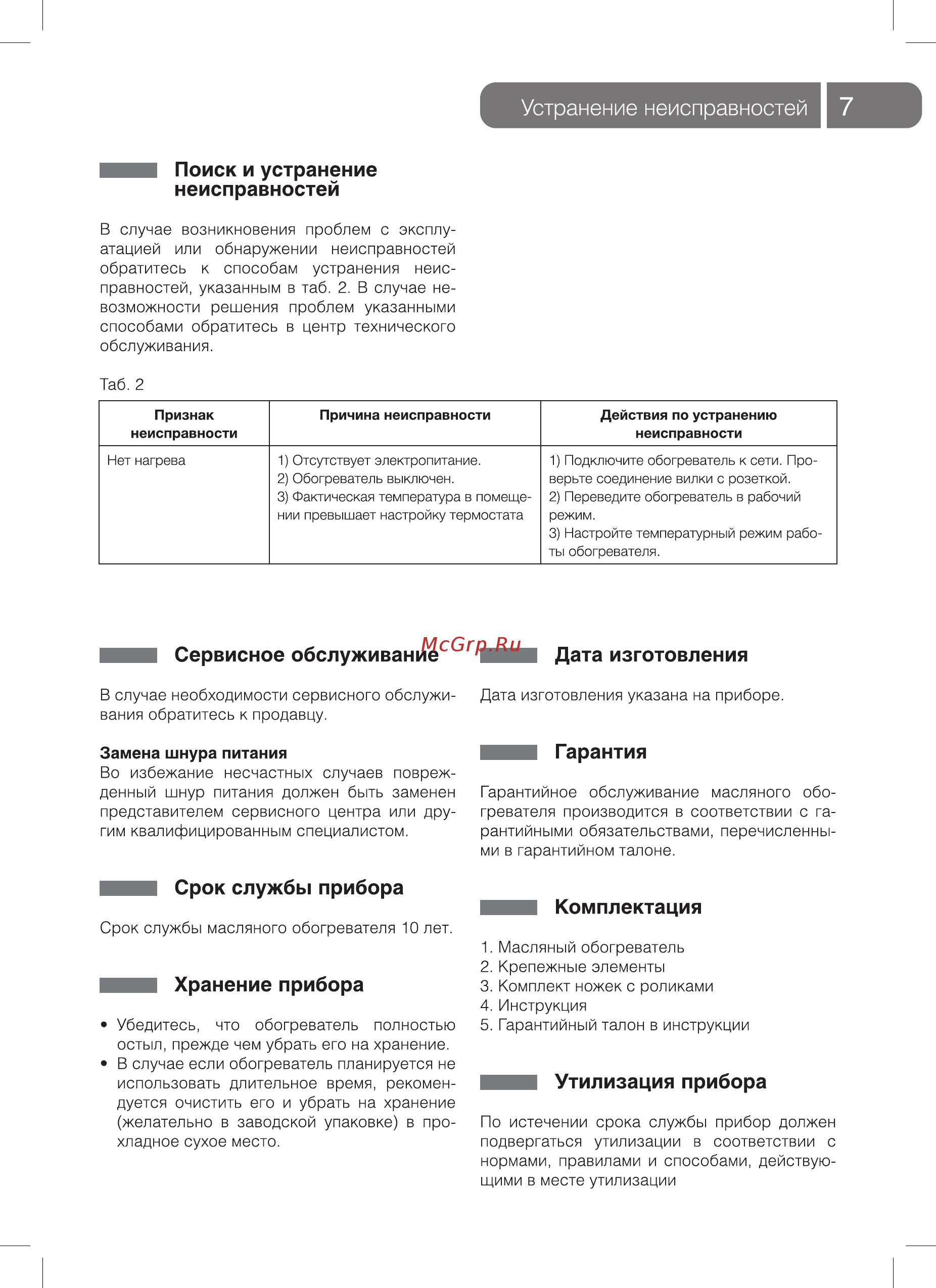 Ballu boh/md-05bbn [7/16] Устранение неисправностей