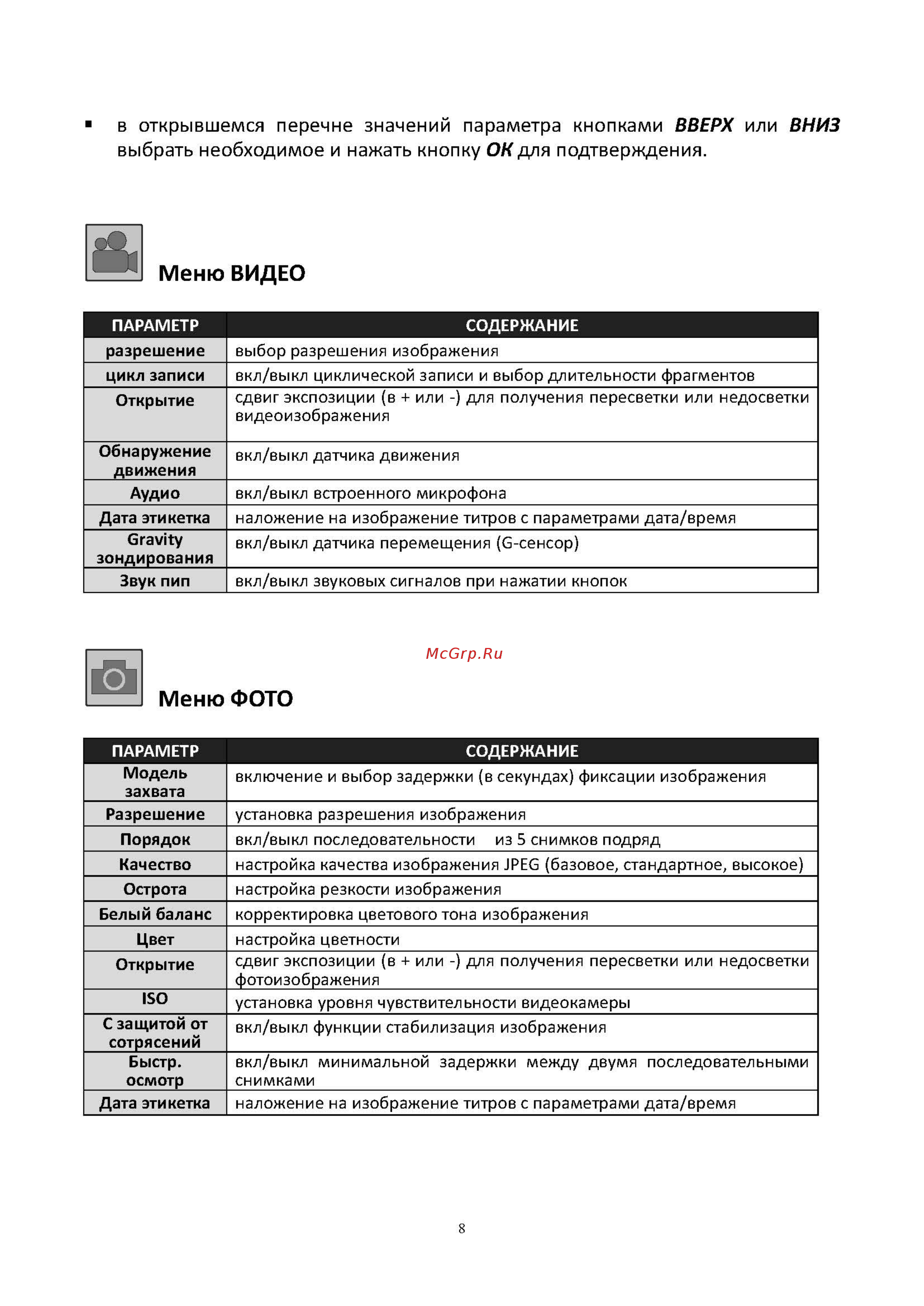 Sho-Me SFHD 300 [8/13] Меню видео