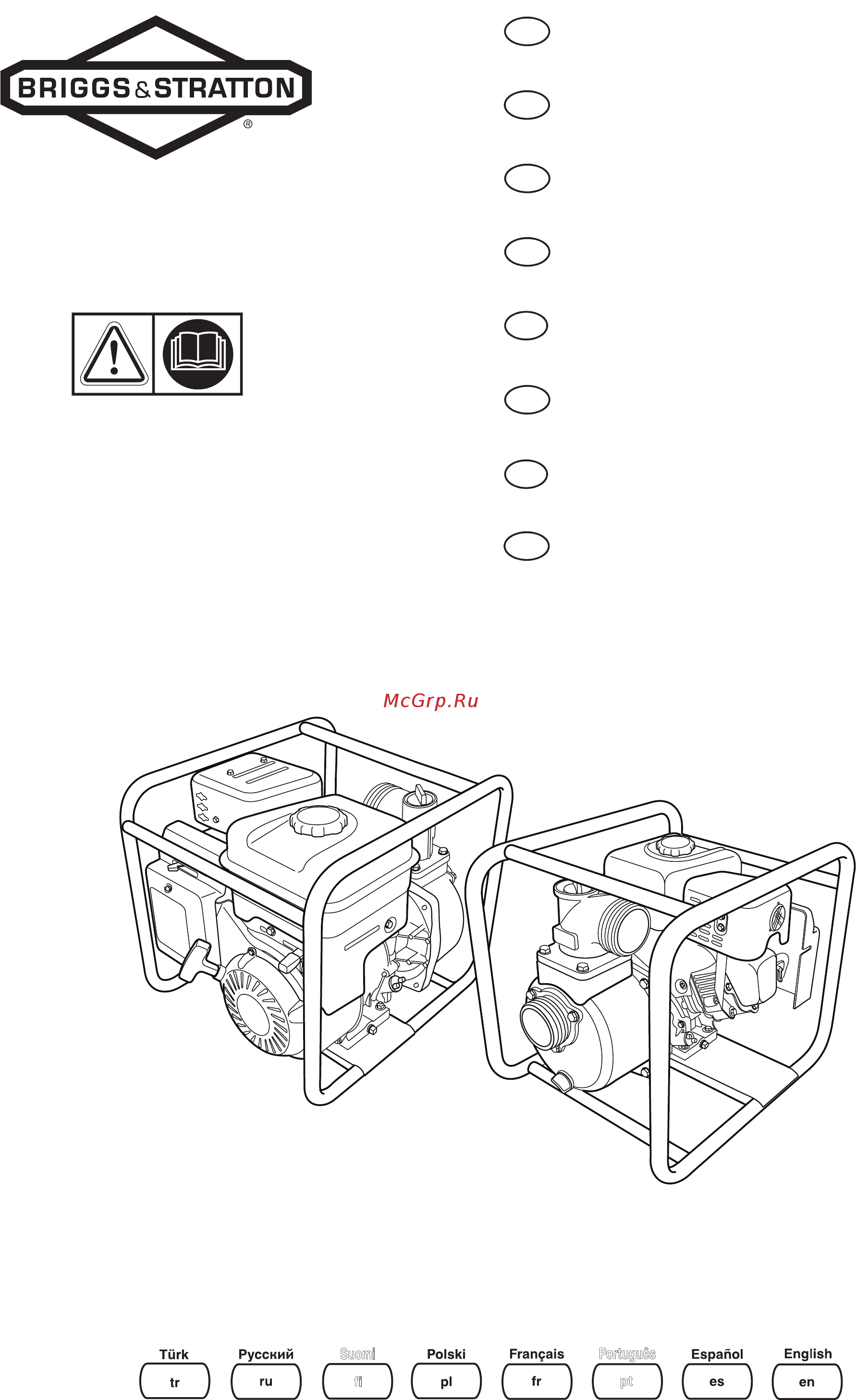 Briggs&Stratton wp2-60 073010 Инструкция по эксплуатации онлайн