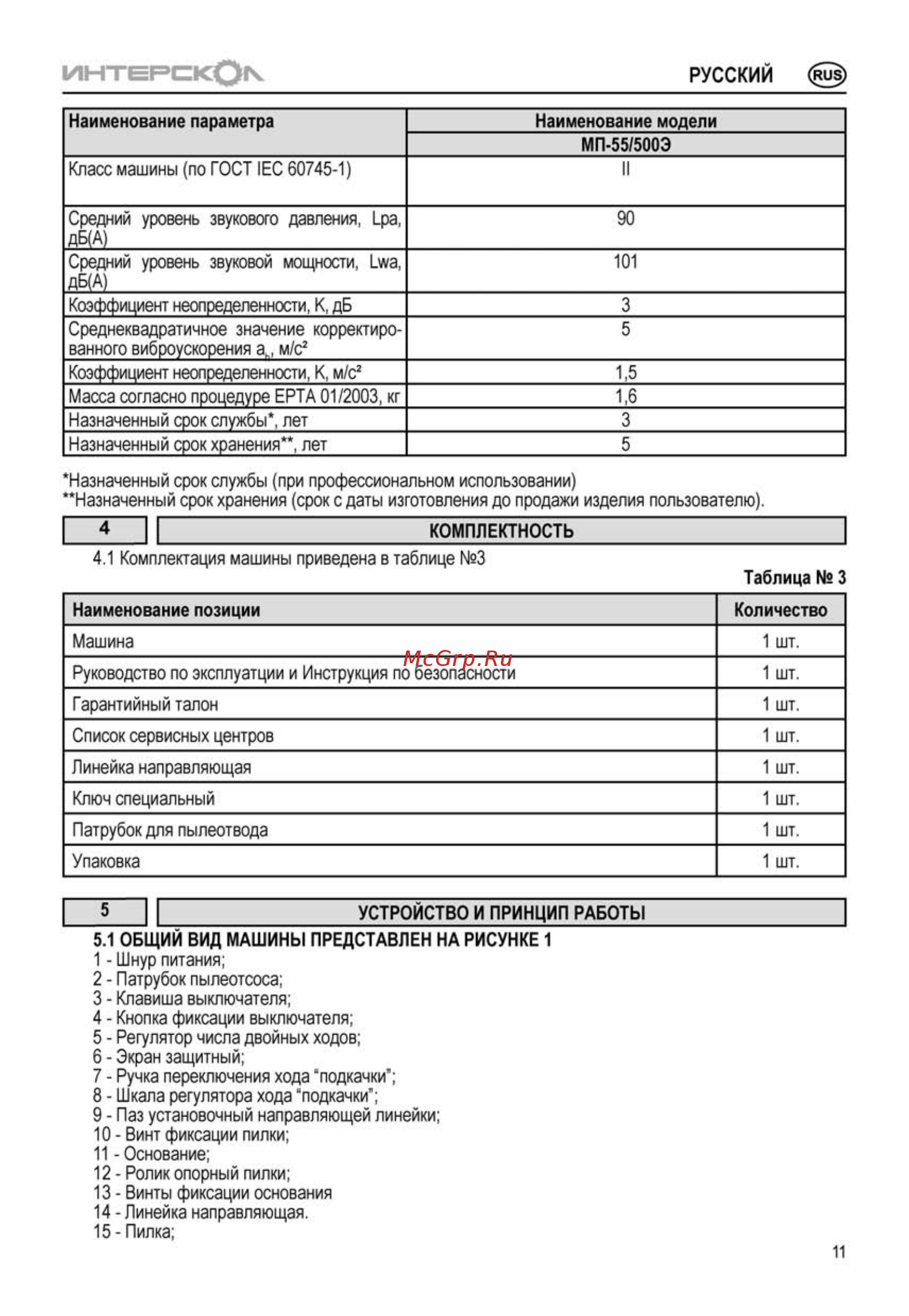 Интерскол МП-55/500Э [11/20] 4 комплектность