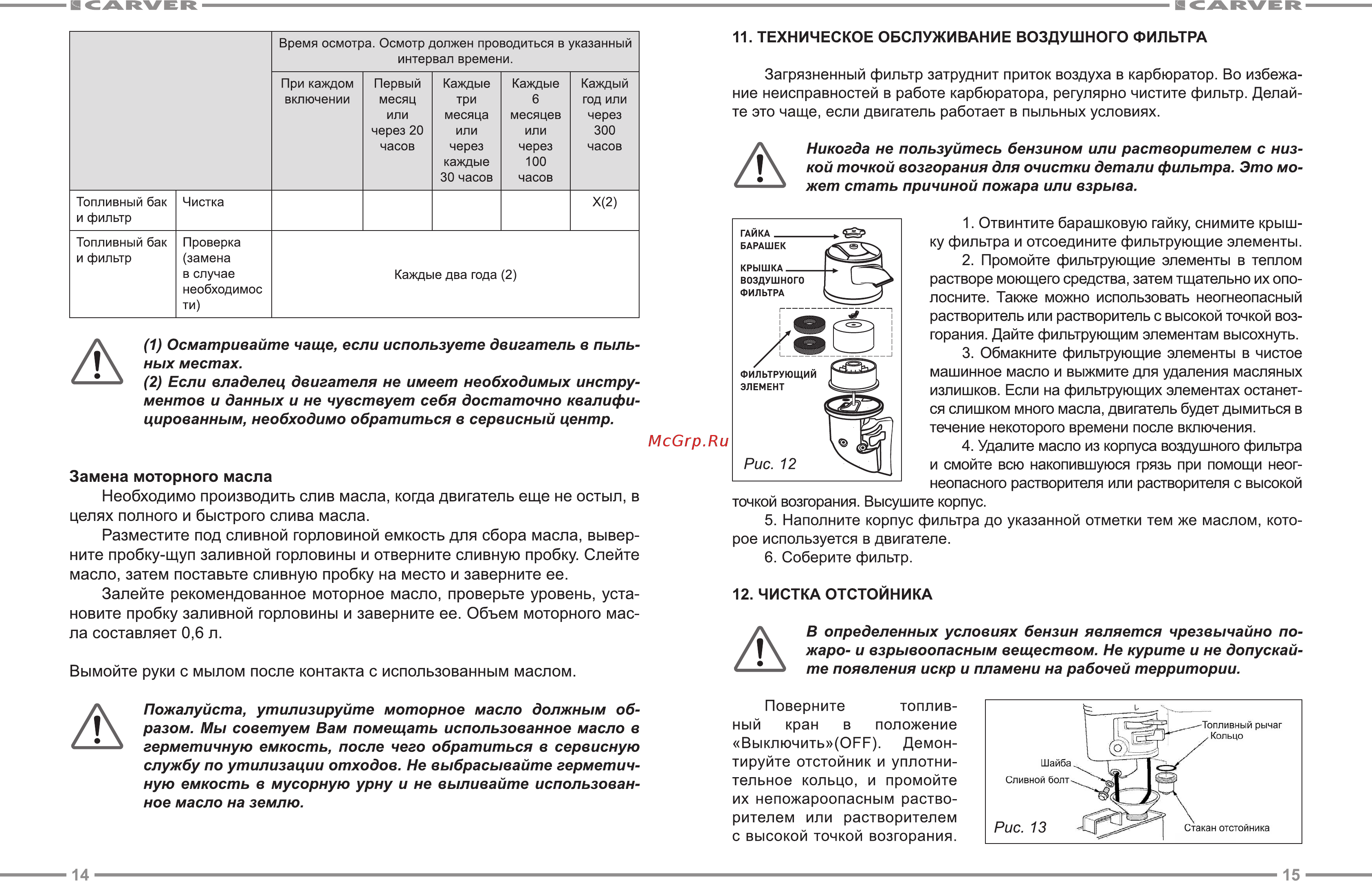 Carver 01.010.00121 [8/17] Герметичную емкость после чего обратиться в сервисную