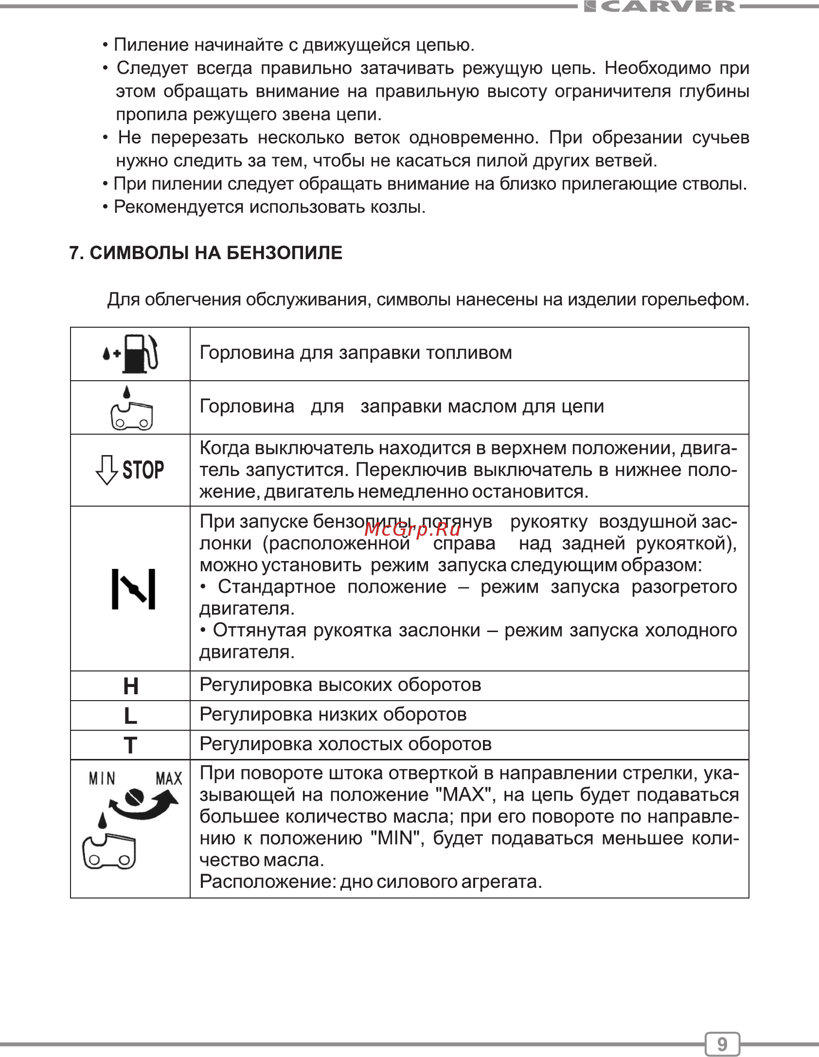 Carver rsg 245 01.004.00028 Инструкция по эксплуатации онлайн [9/28] 190536
