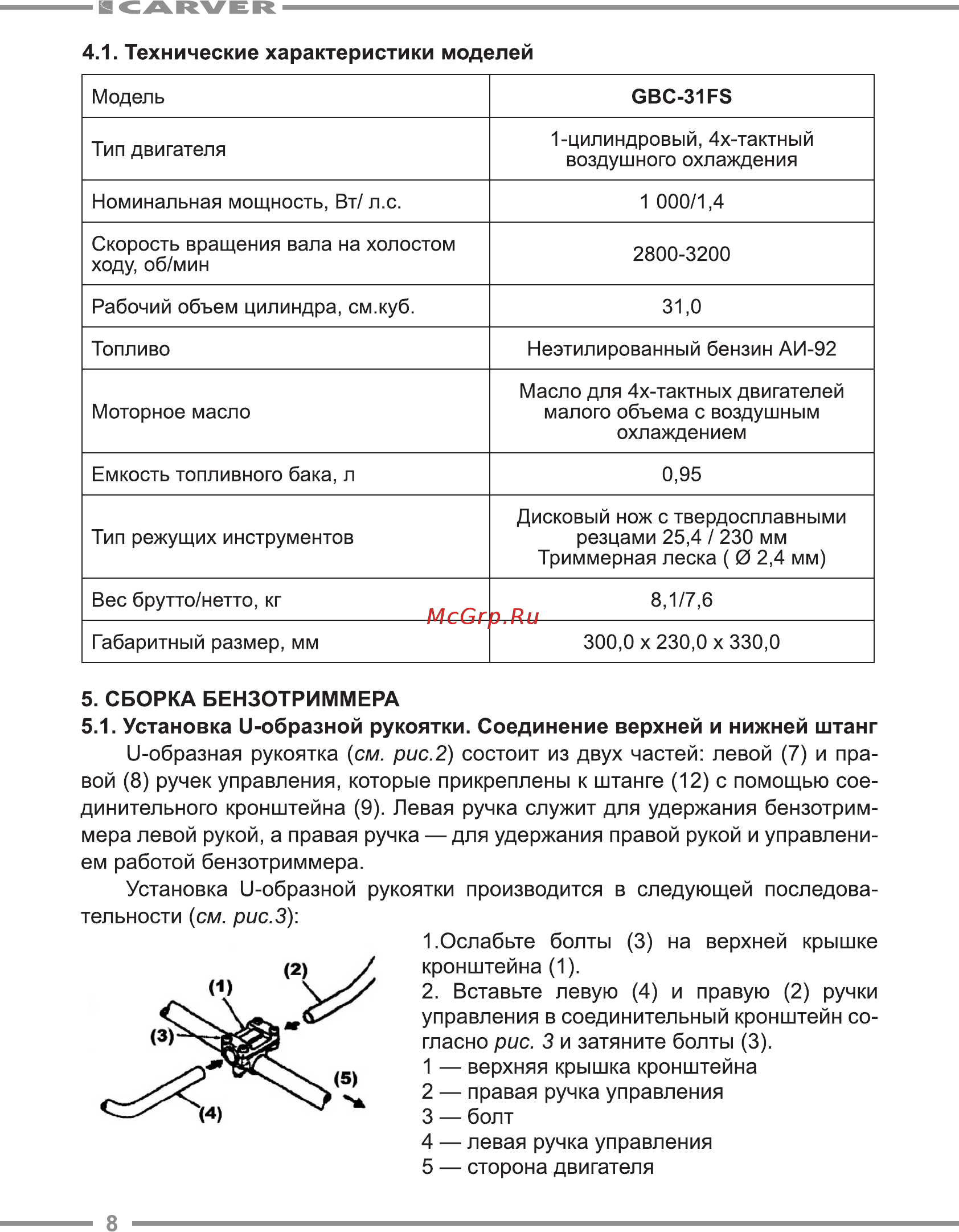 Carver gbc-31fs 01.001.00016 Инструкция по эксплуатации онлайн [8/24] 190564