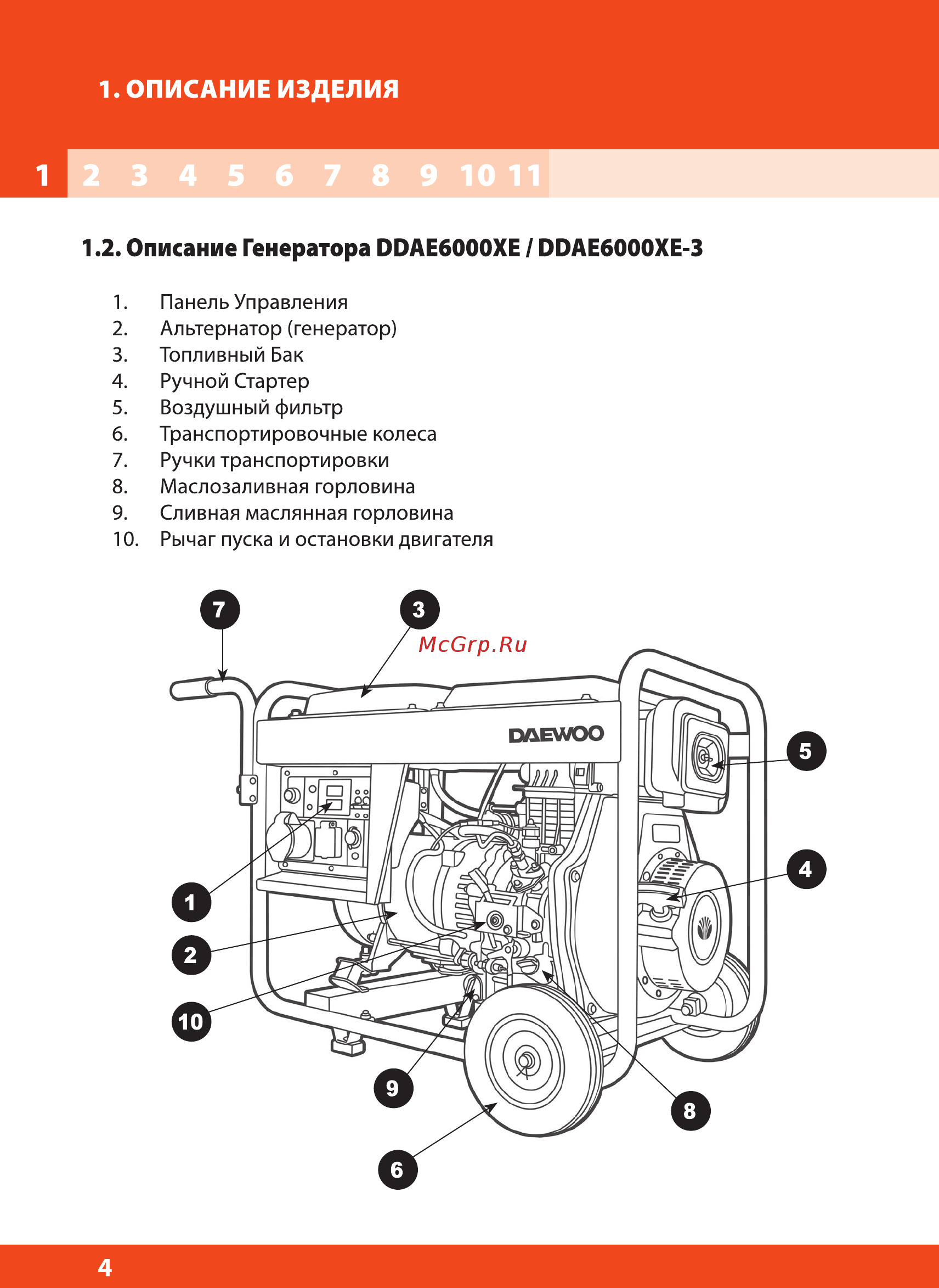Daewoo DDAE 7000SE-3 [4/28] Описание изделия