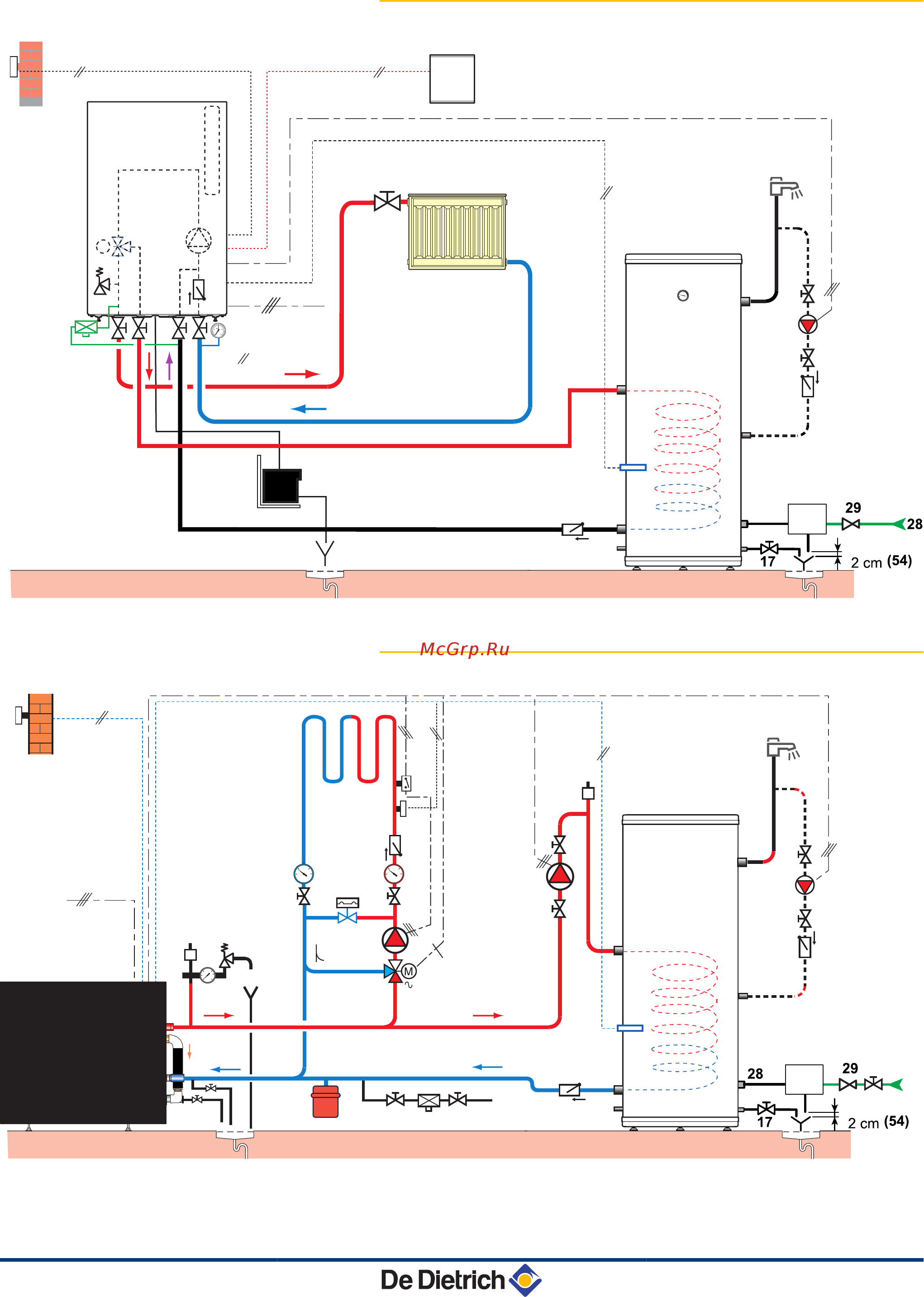 De Dietrich bpb 300 [17/36] Пример с настенным котлом или тепловым насосом