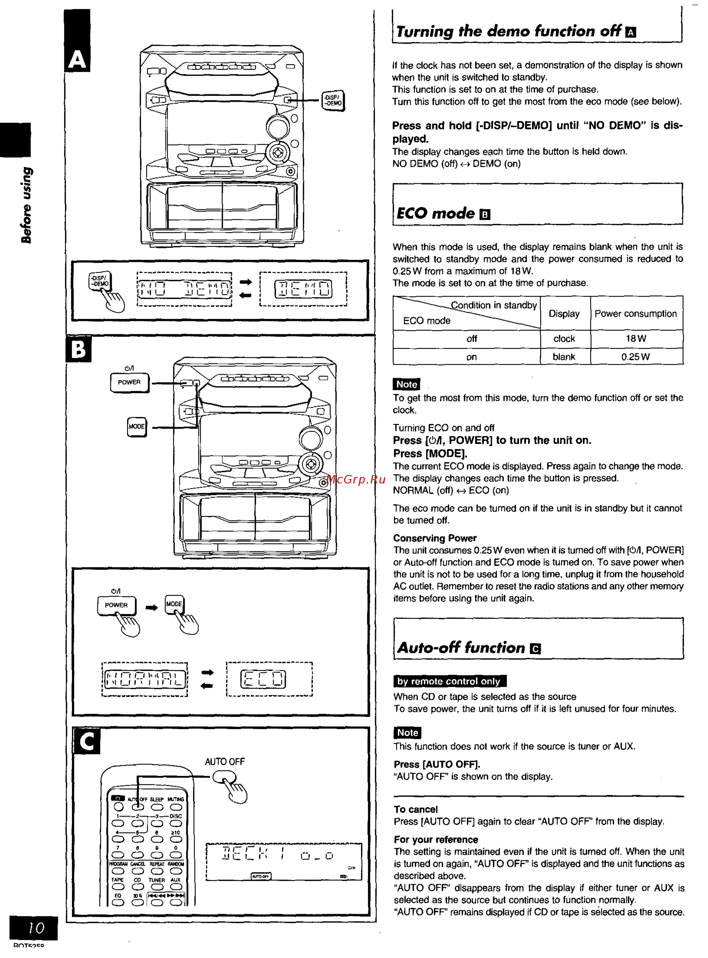 Panasonic SC-AK18 [10/32] Turning the demo function off