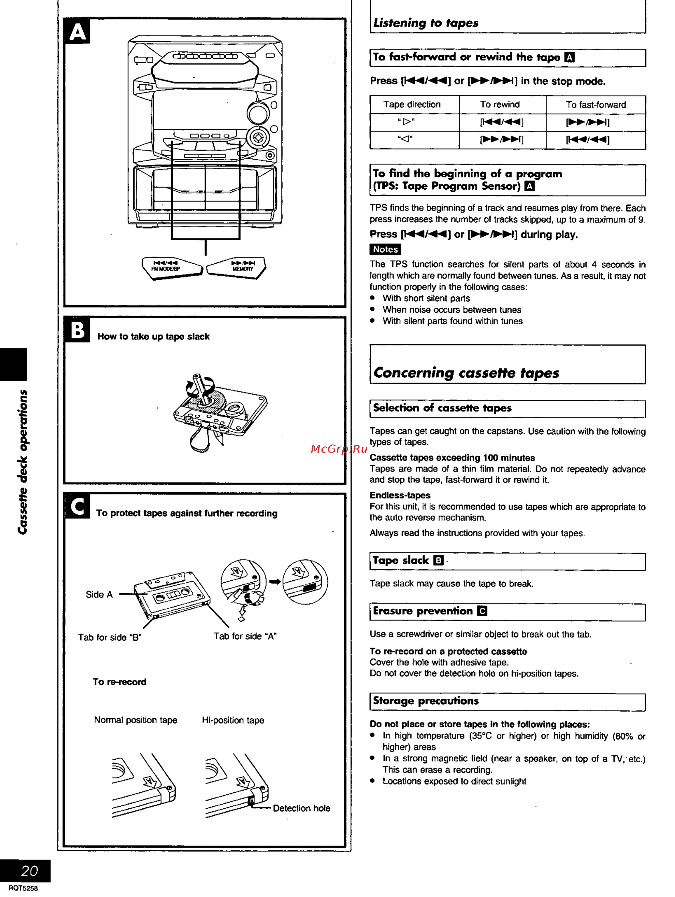 Panasonic SC-AK18 [20/32] Concerning cassette tapes