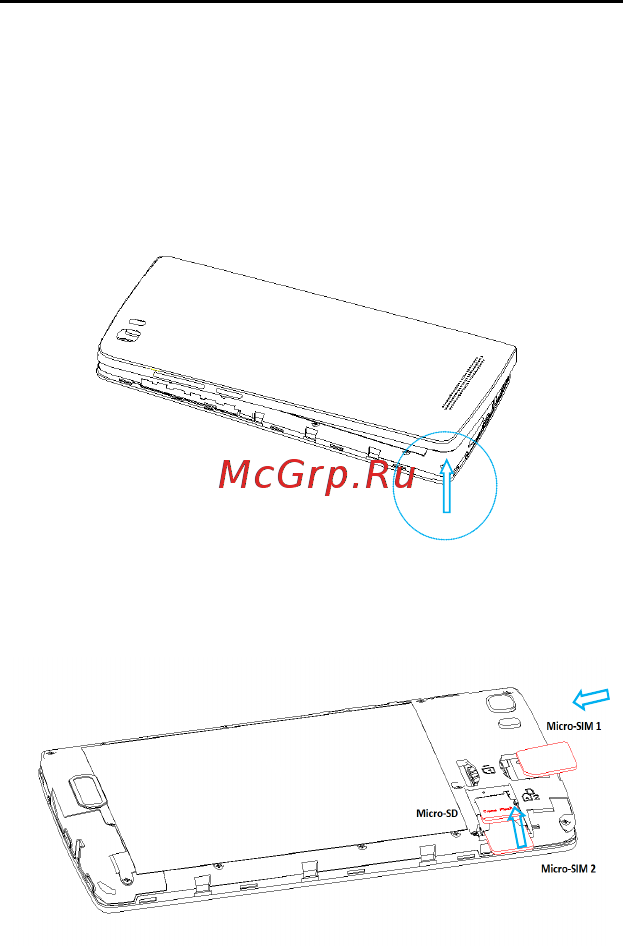 Haier T54P [9/47] Вставьте карты micro sim micro sd