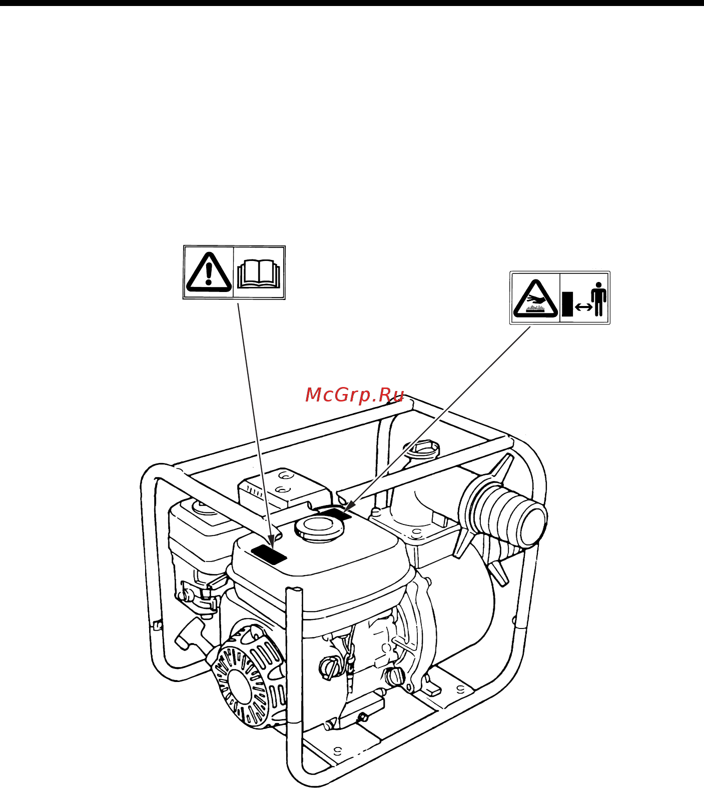 Honda wh20xtefx [6/33] Расположение предупреждающих табличек