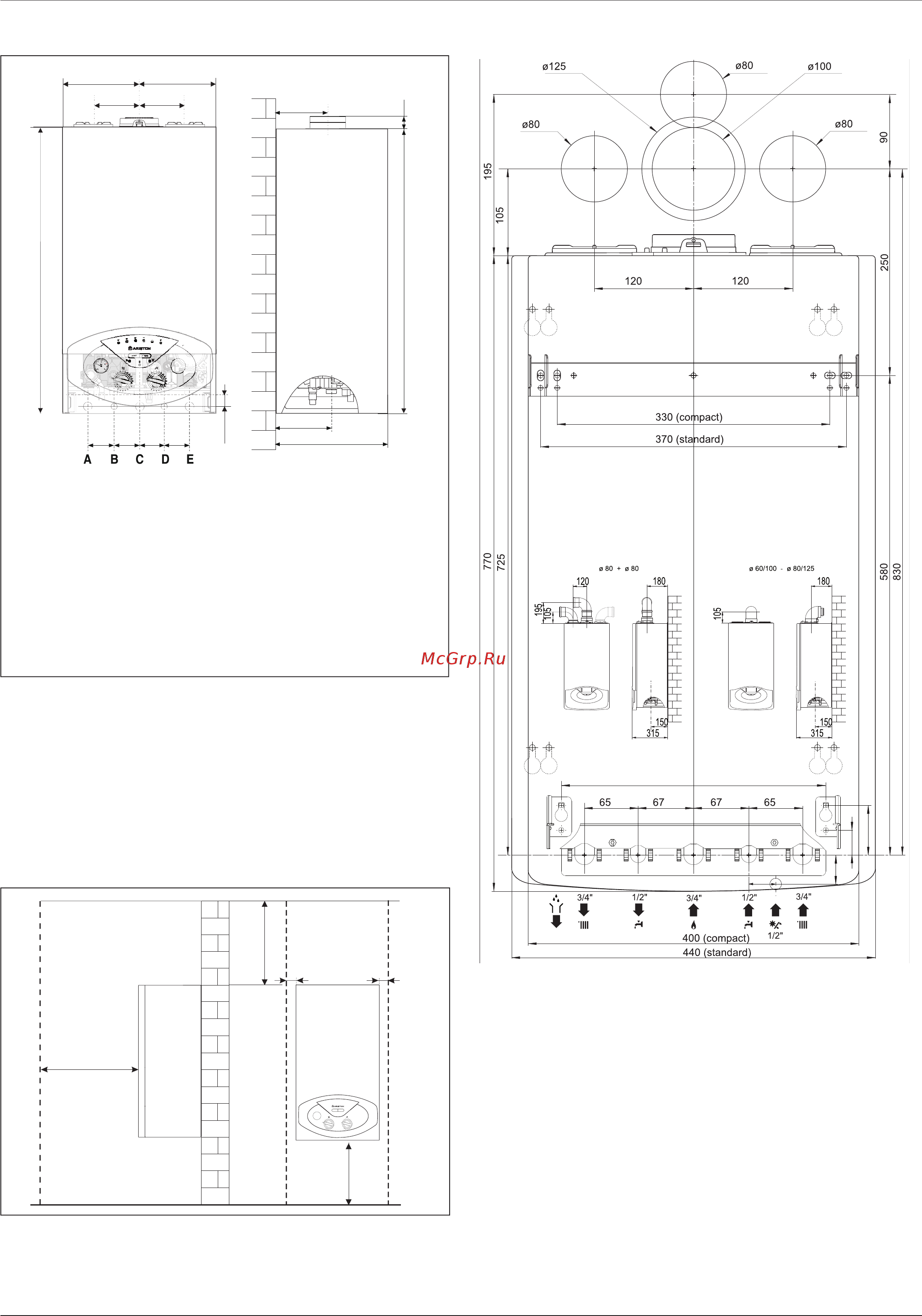 Ariston BS II 24 FF [6/24] Минимальные расстояния