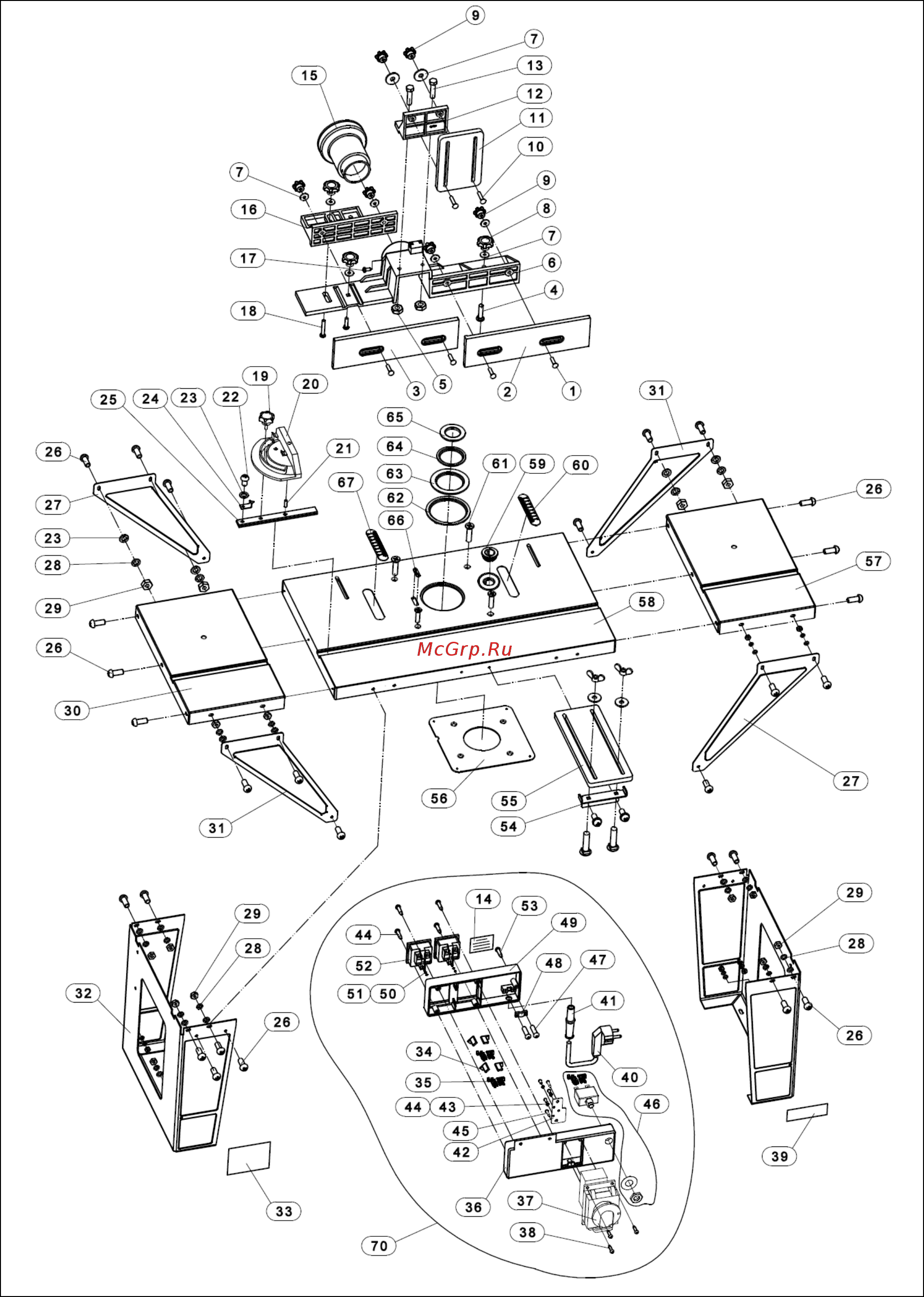 Jet jrt-2 10000791m [6/8] Деталировка для фрезерного стола jrt 2