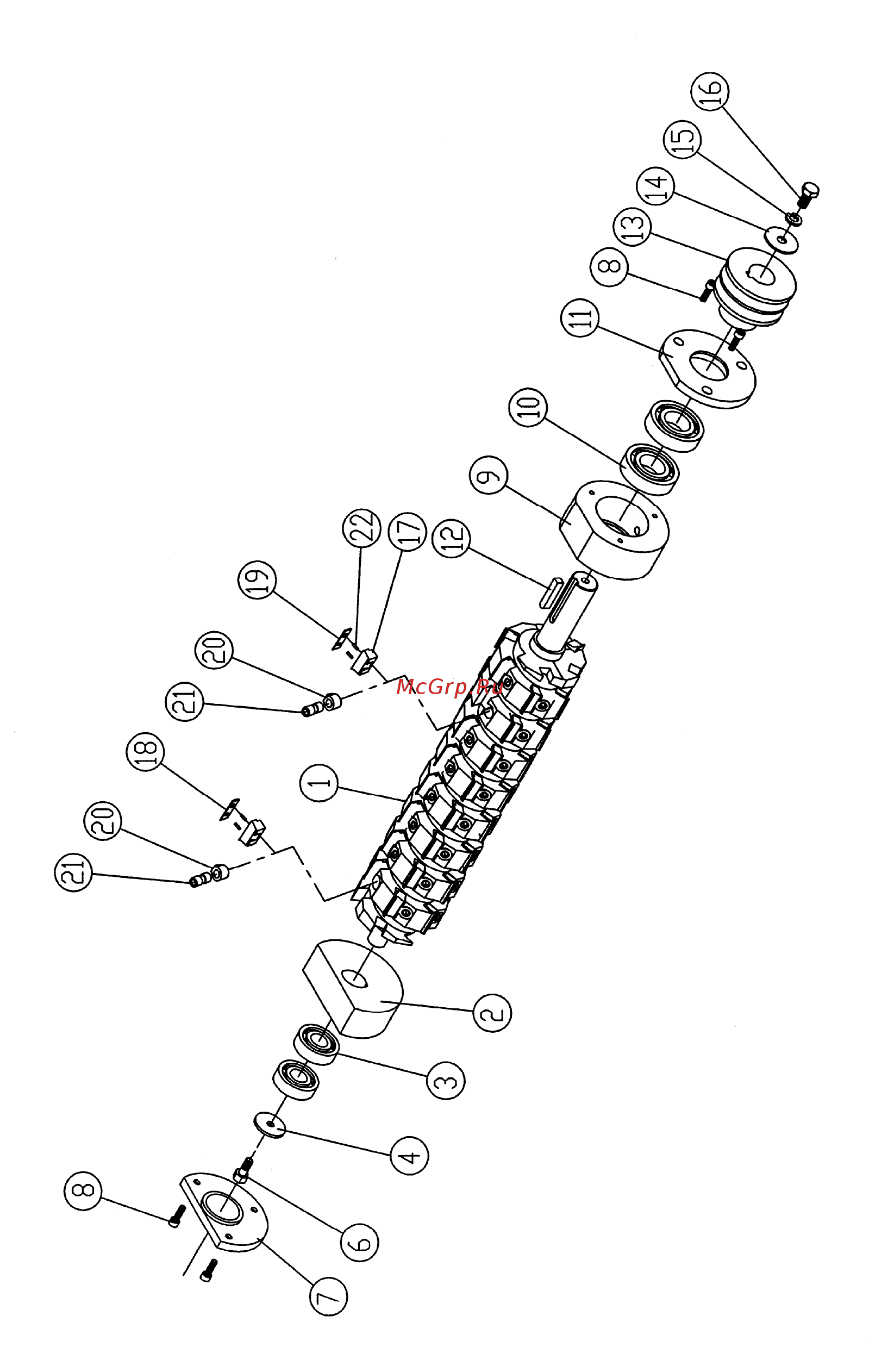 Jet pj-1285 powermatic 1791249-ru [38/42] Helical cutterhead assembly exploded view
