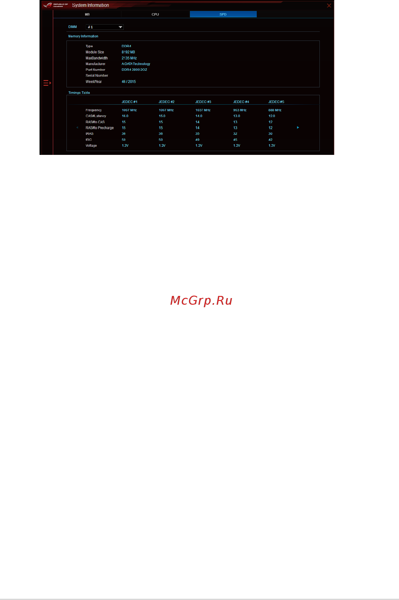 Asus ROG MAXIMUS IX CODE [19/52] Viewing the spd information