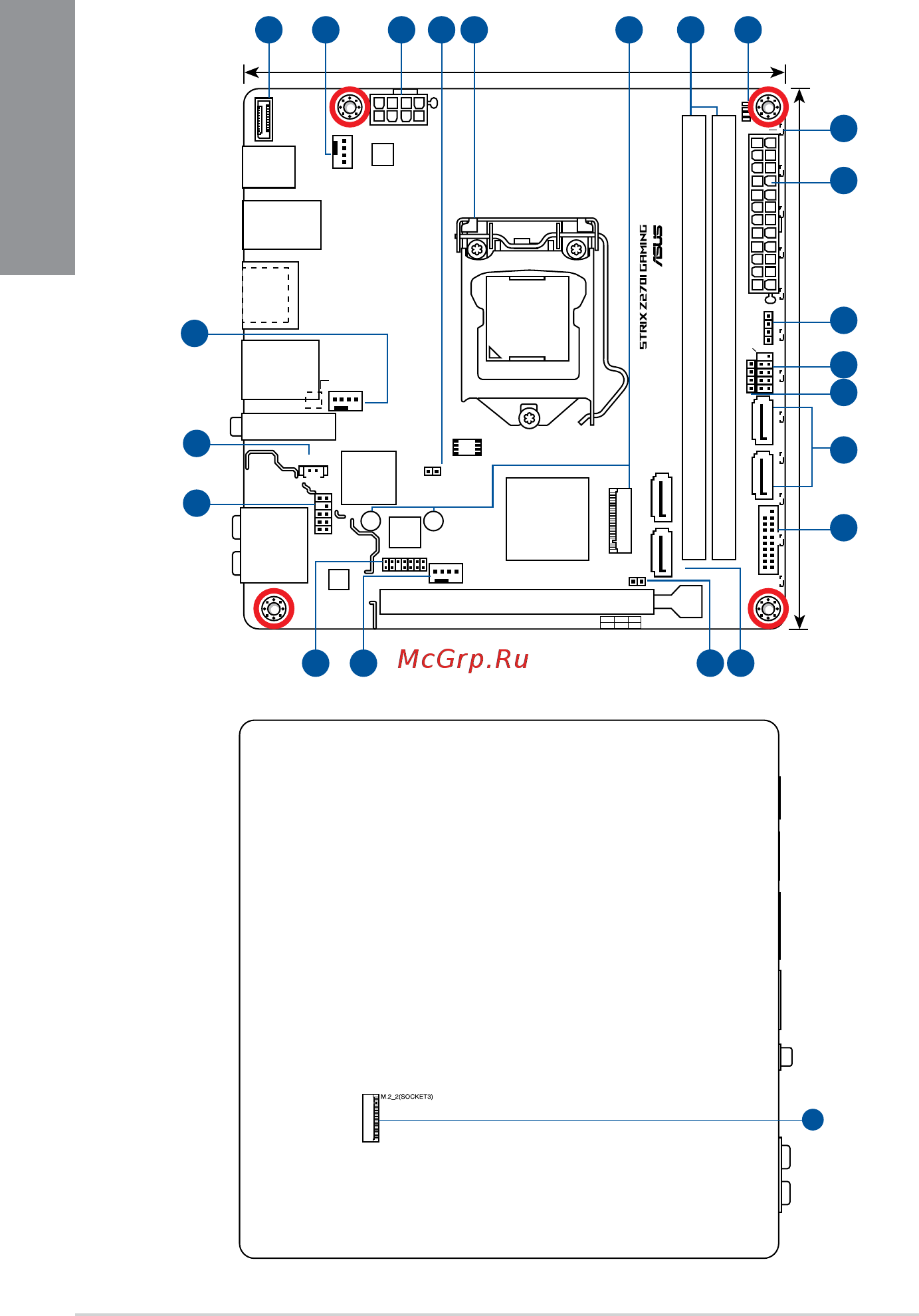 Asus ROG STRIX Z270I Gaming [16/95] Motherboard layout