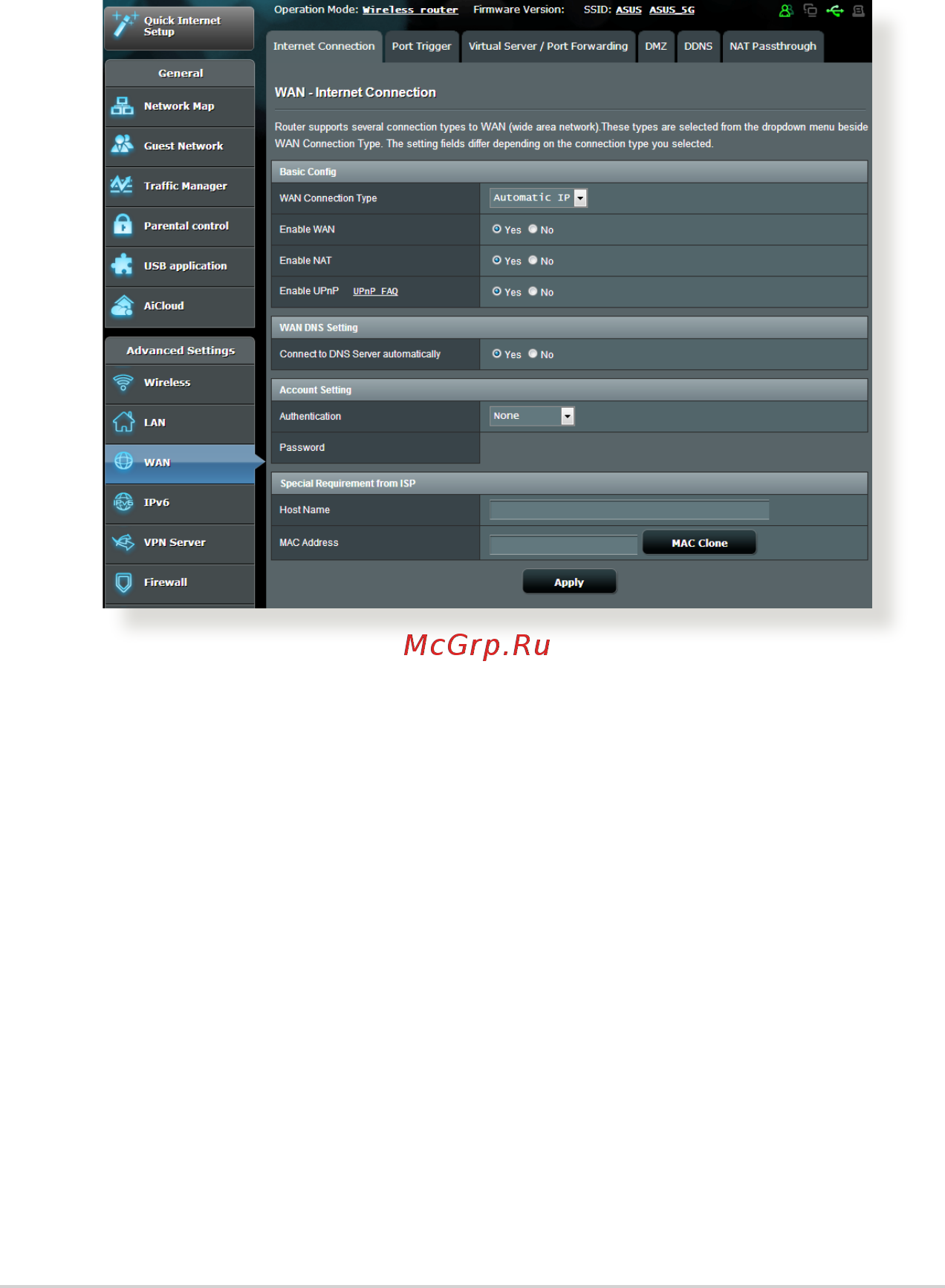 Asus RT-AC1200HP [64/129] Internet connection