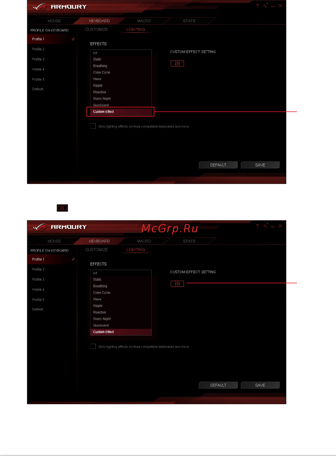 Asus ROG Strix Impact ПО ROG Armoury. Руководство пользователя онлайн [12/20] 195570