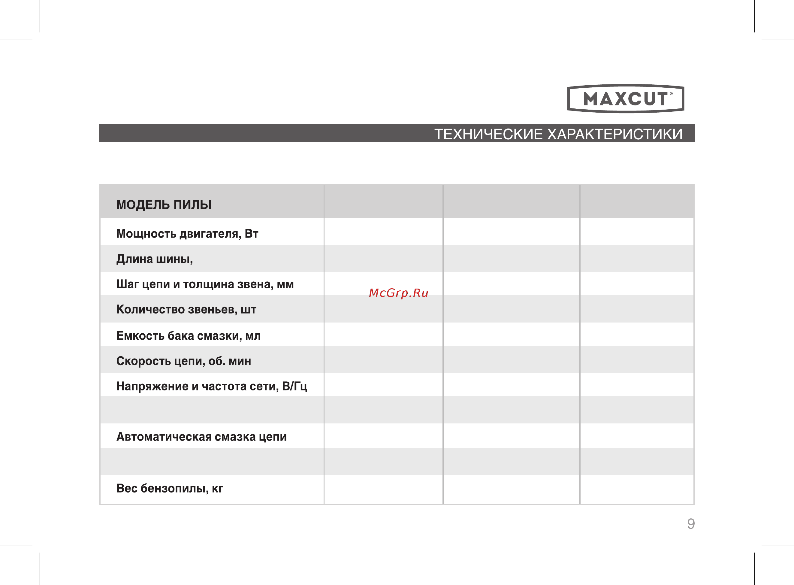 Maxcut mce 186 022300010 Инструкция по эксплуатации онлайн [9/32] 195818