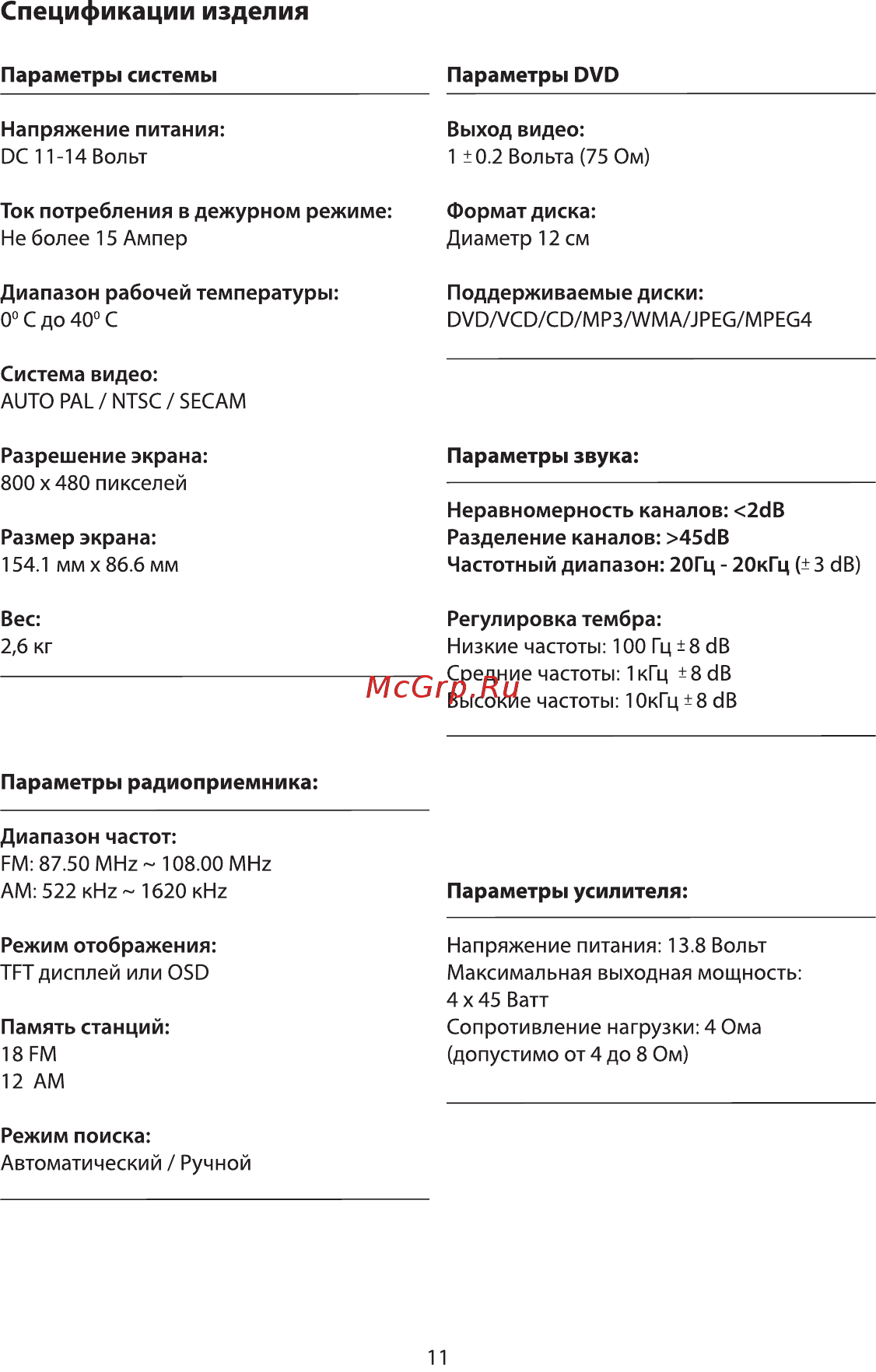 Phantom Dvm-6408 iS [11/16] Спецификации изделия