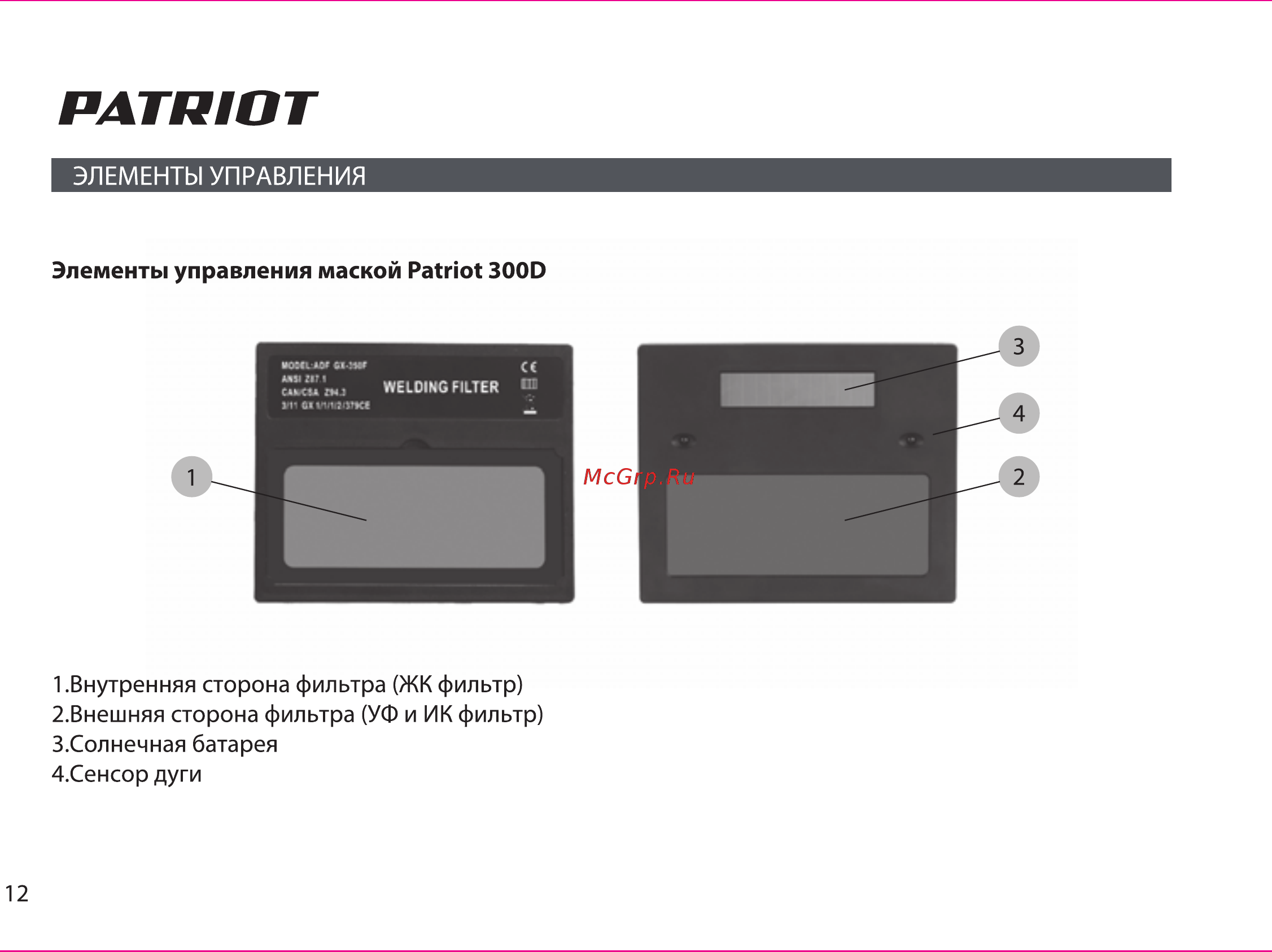 Patriot 600s 880504754 [12/19] Элементы управления