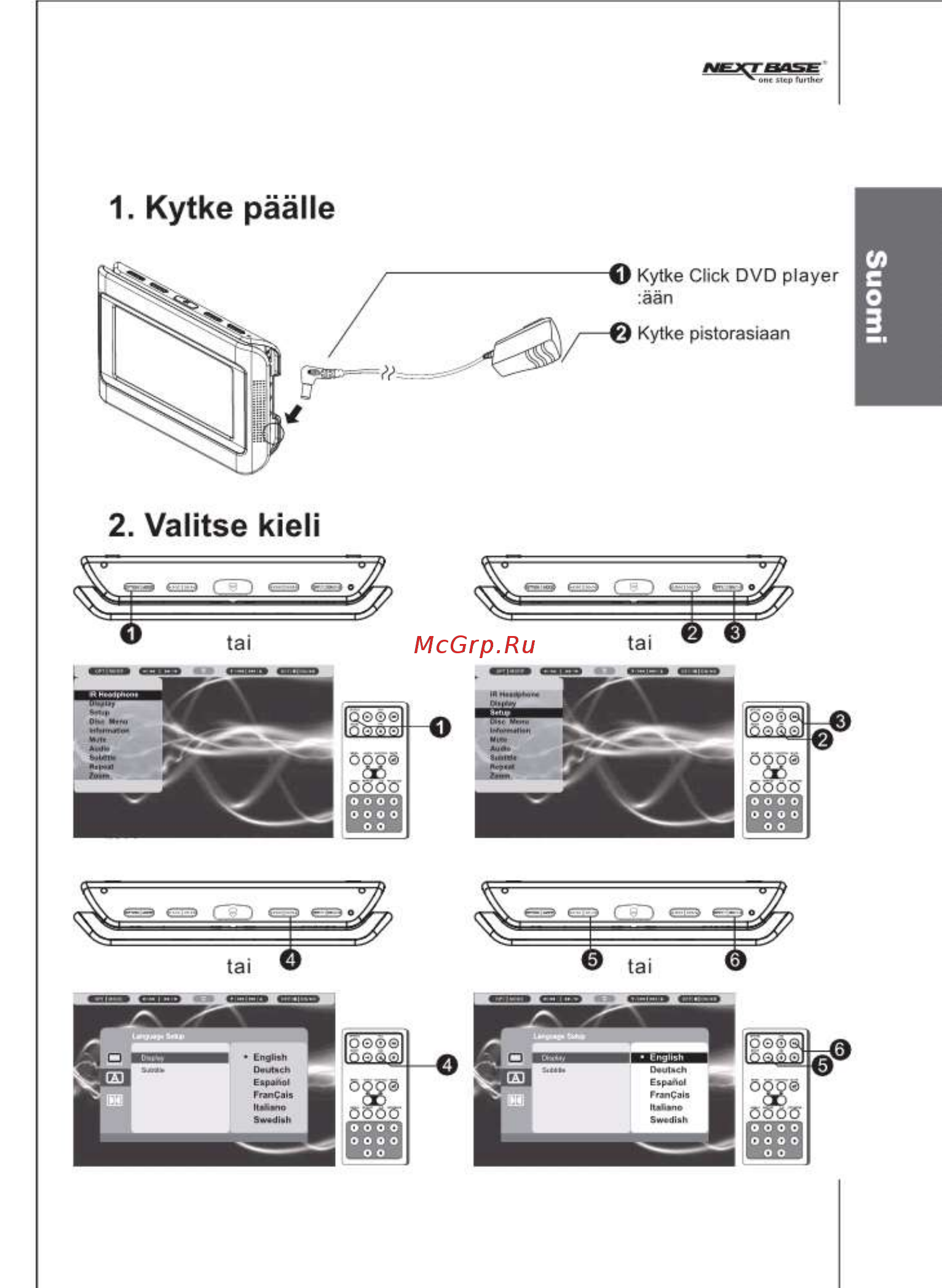 Next-Base CLICK 9 LITE UNO [23/26] Kytke päälle