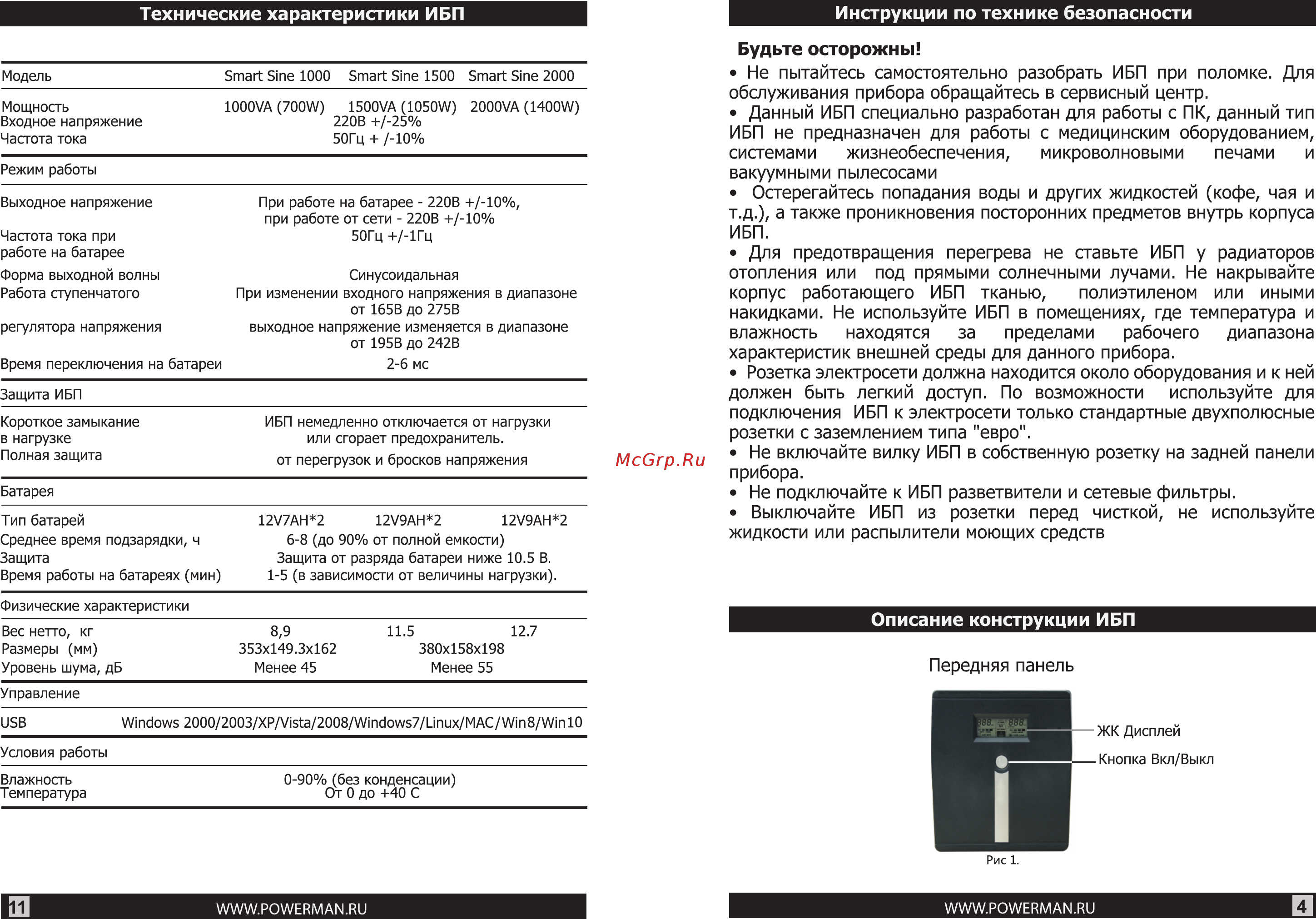 Powerman smart sine 2000 6036471 Инструкция по эксплуатации онлайн [4/7] 197047
