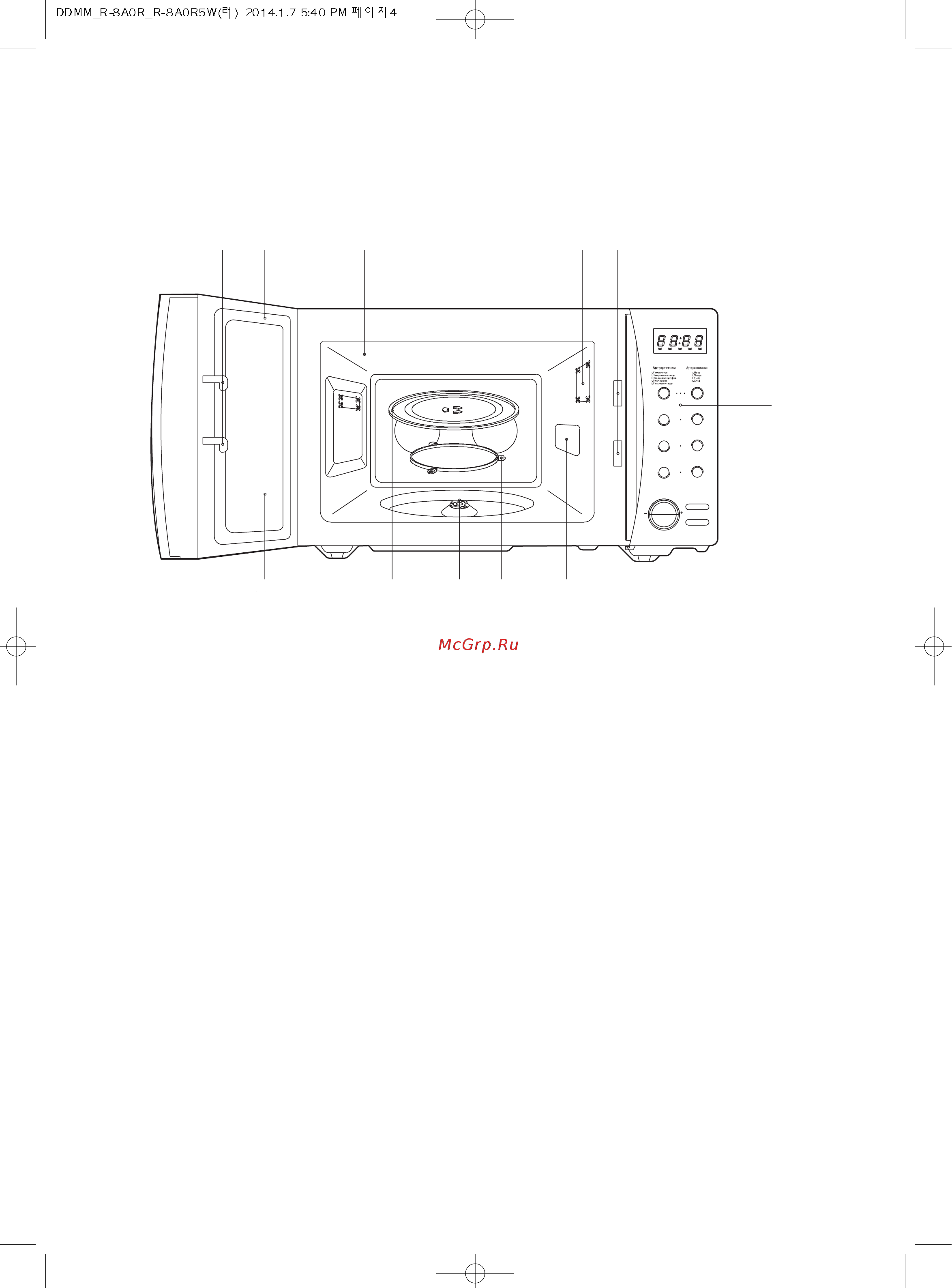 Daewoo KOR-8A0R [5/29] 6 панель управления