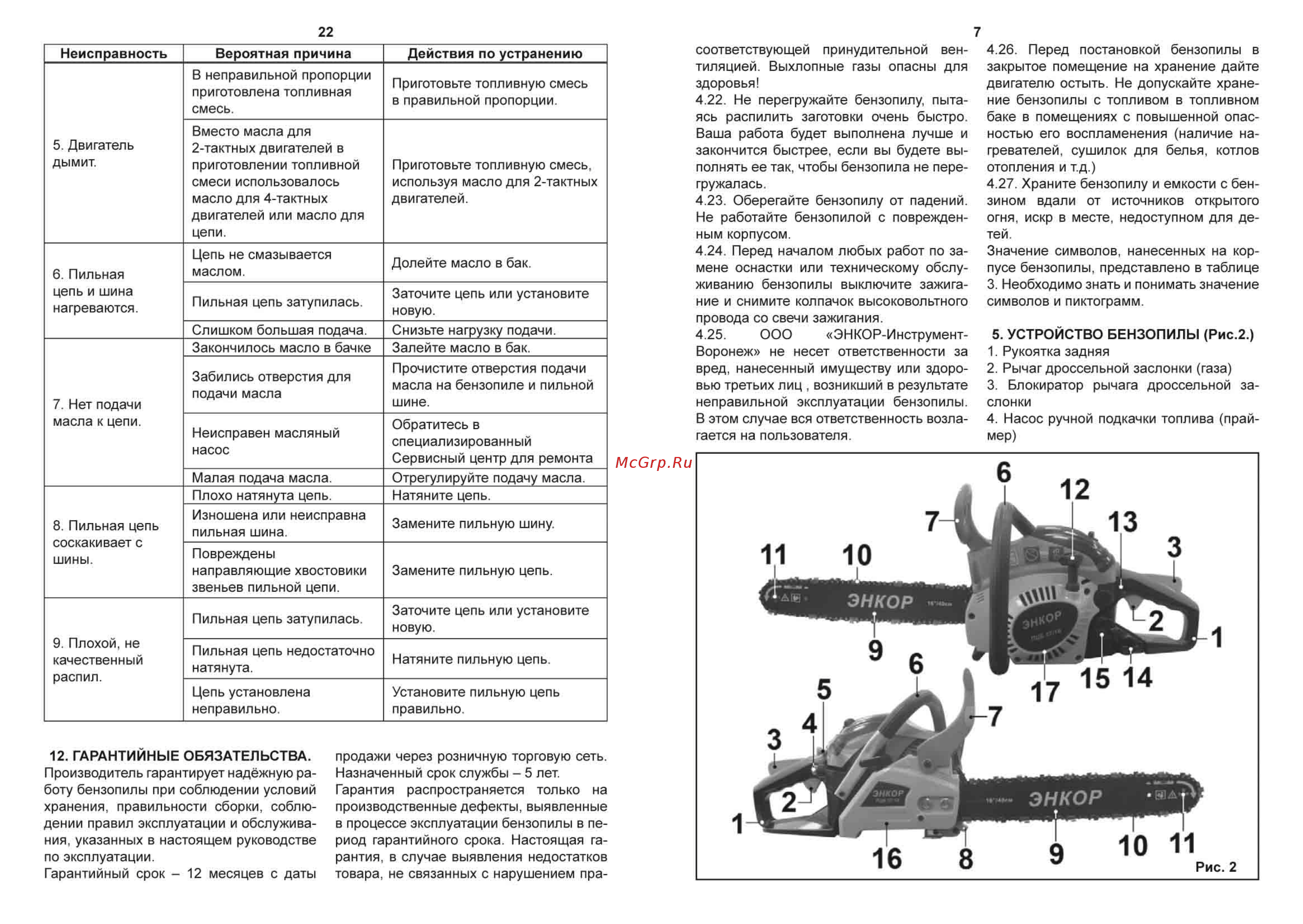 Энкор ПЦБ 37/16 (56520) Руководство по эксплуатации онлайн [7/14] 198738