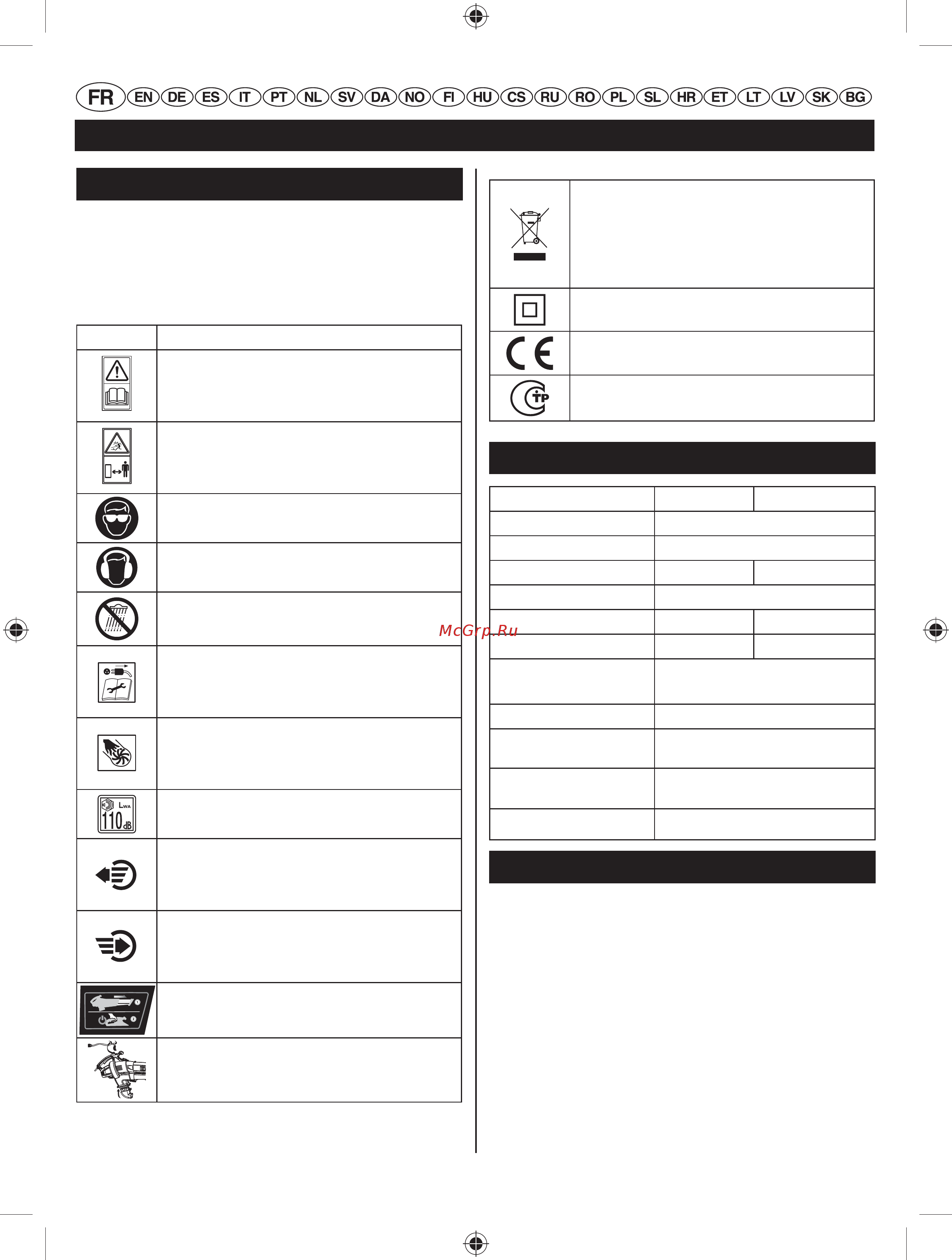 Ryobi rbv3000vp 3001225 [5/148] Français traduction à partir du mode d emploi d origine