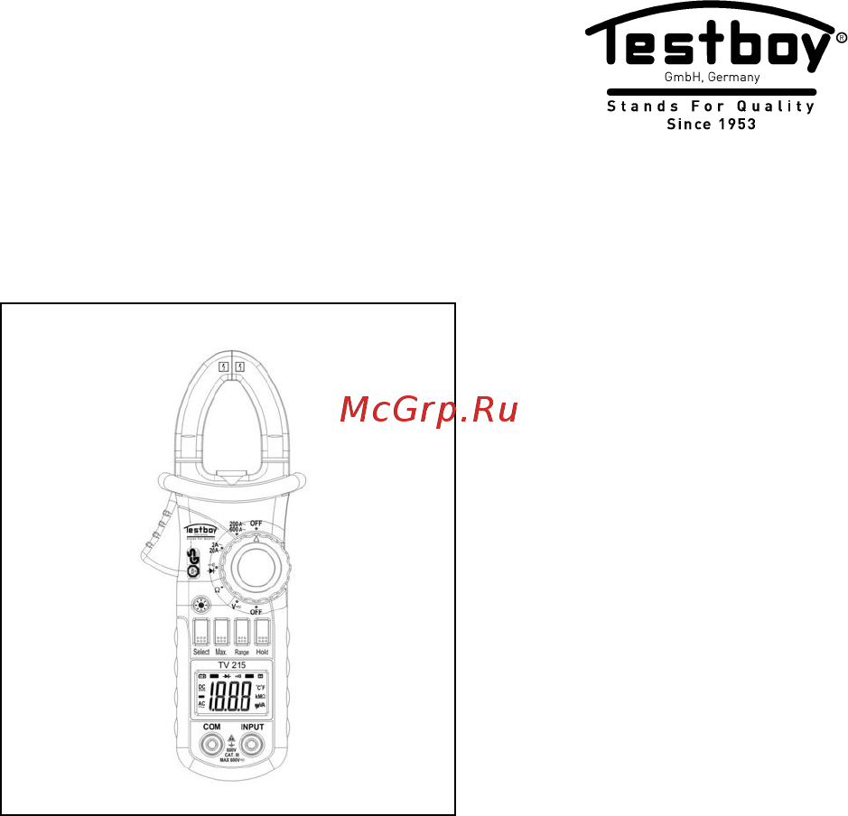 Testboy tv 215n Инструкция по эксплуатации онлайн