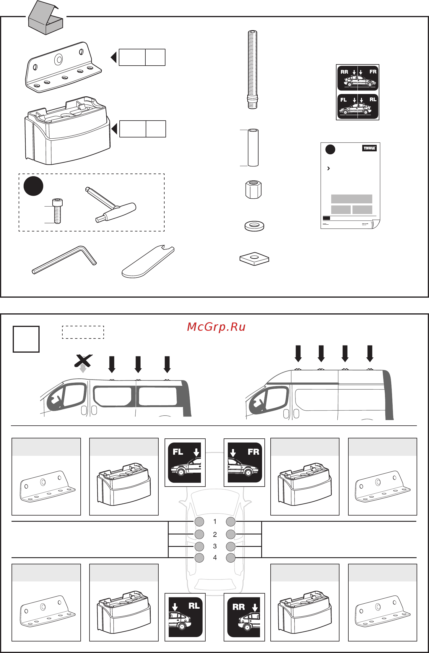 Thule kit opel vivaro, nissan primastar, renault trafic 01-06, 07- with high/standart roof 3046 [2/4] 60 04 60