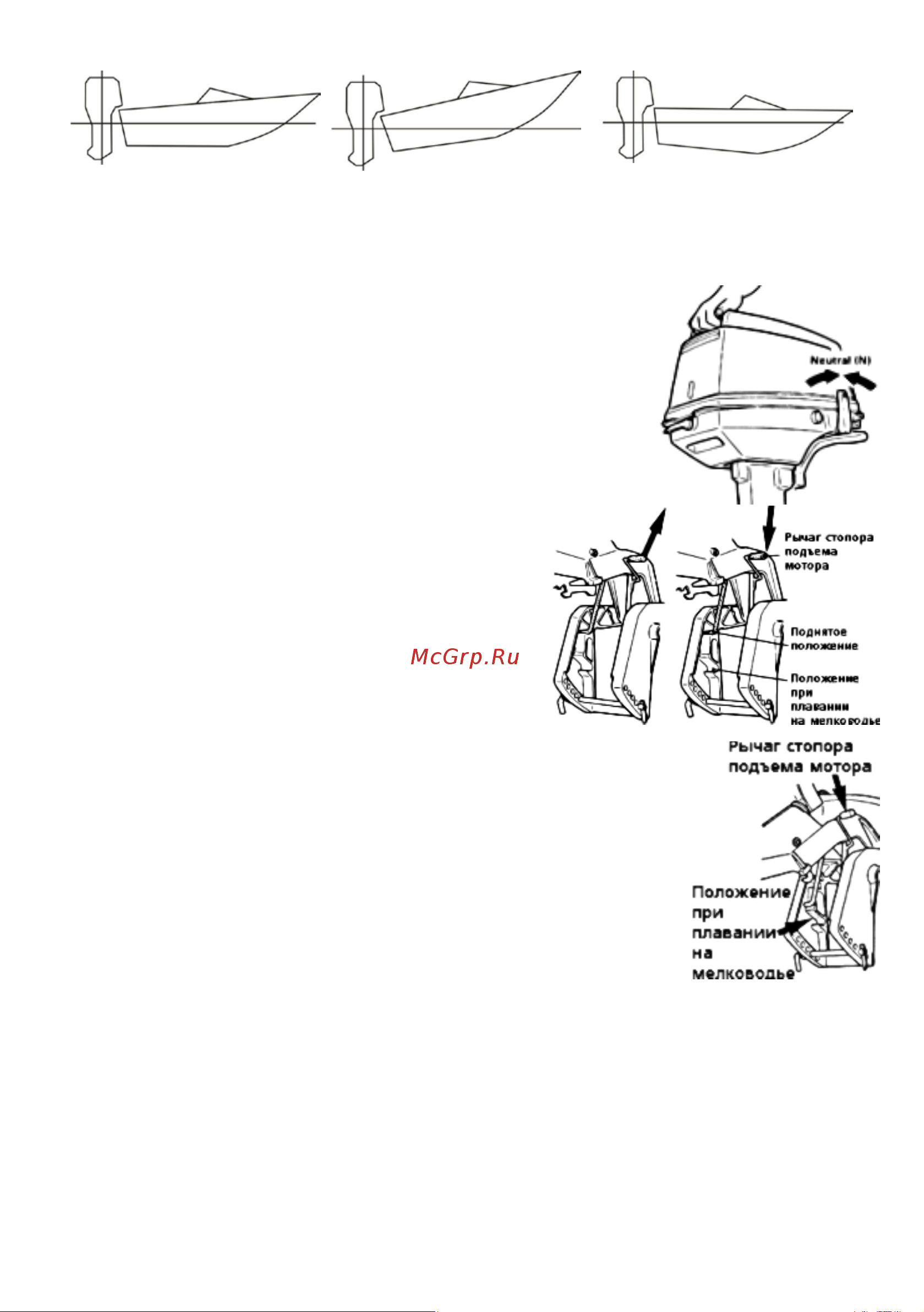 Hidea HD9.8FHS [12/19] Положение двигателя на мелководье