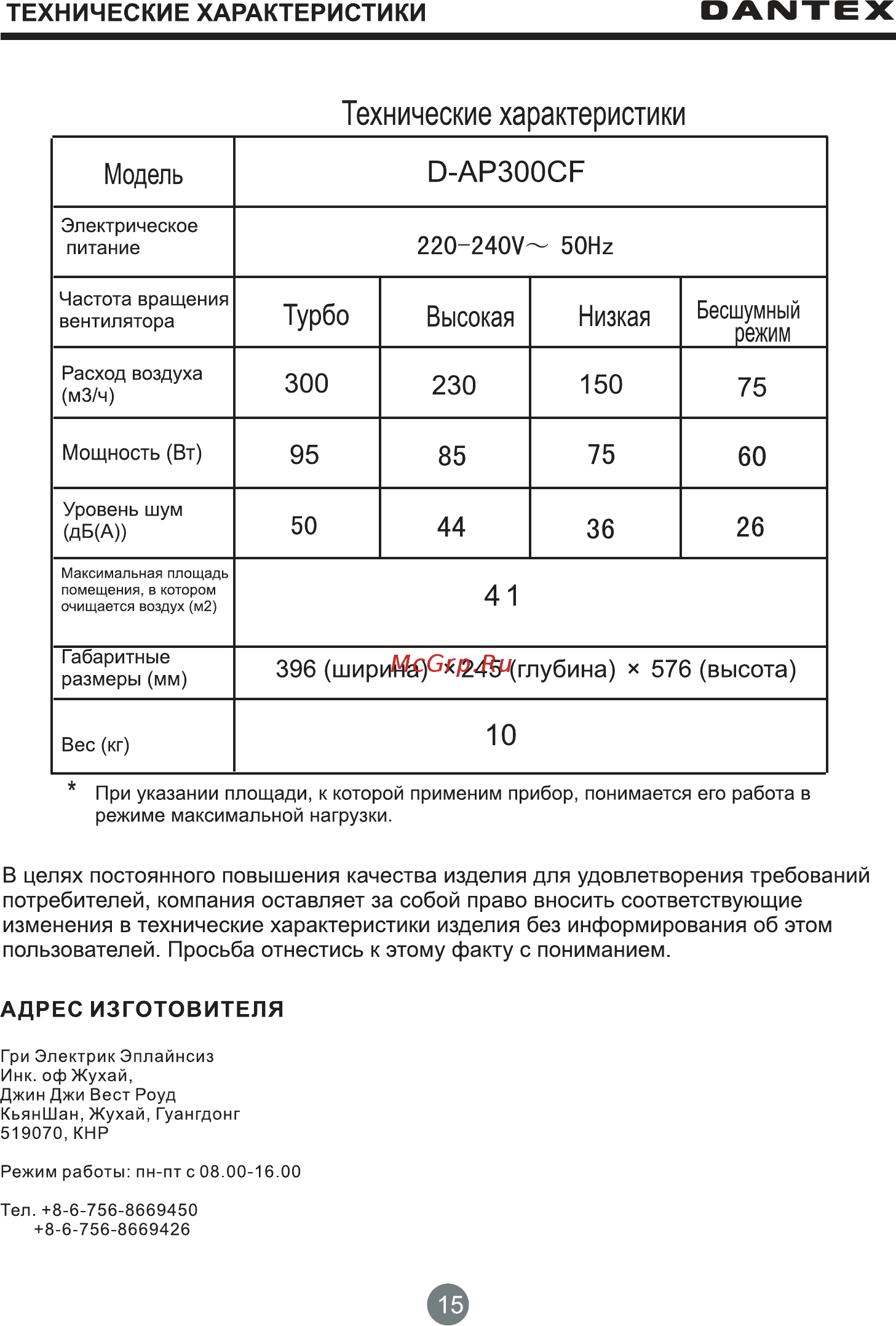 Dantex D-AP300CF [17/20] Page 17